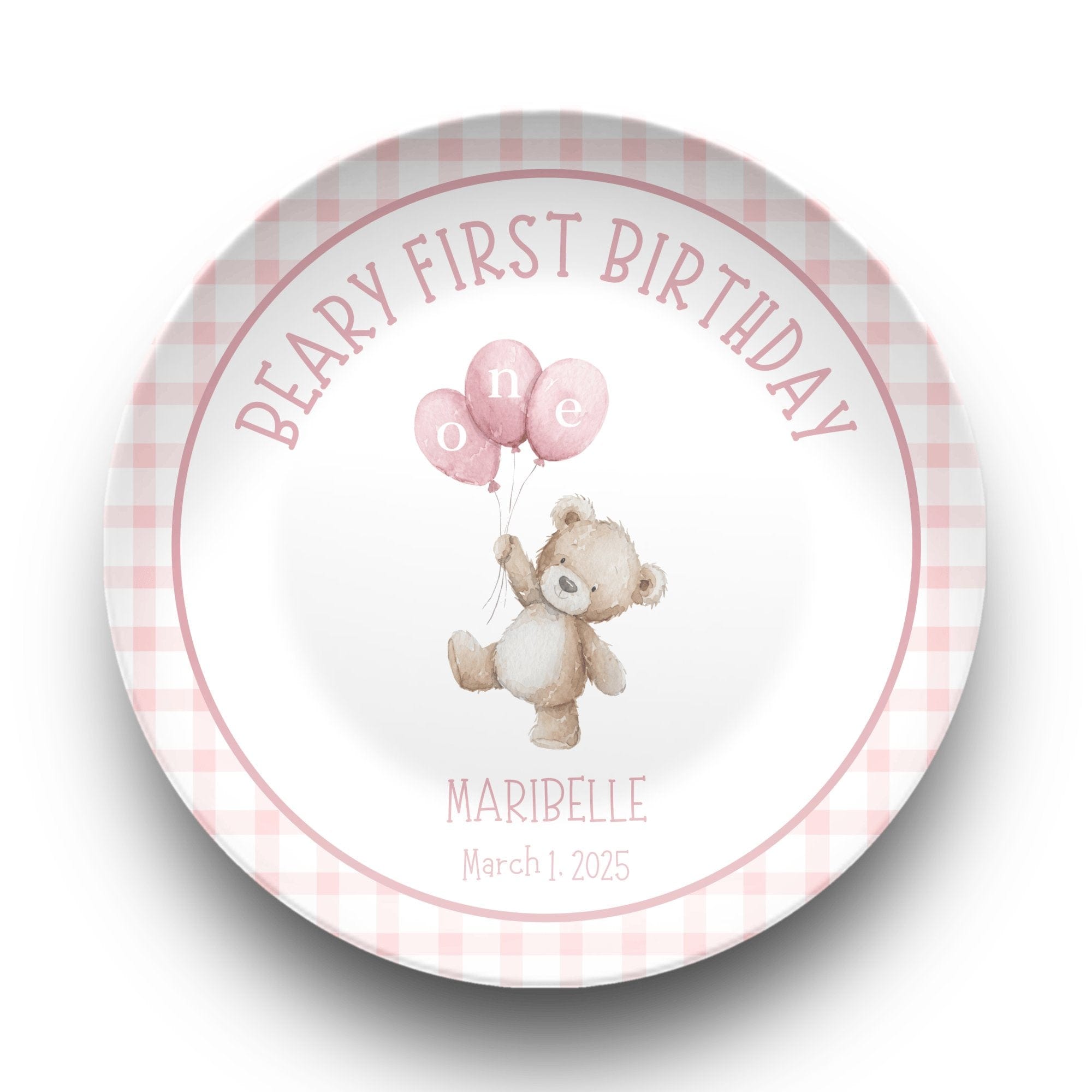 Girl Beary First Birthday Plate by Lil Plate Shop