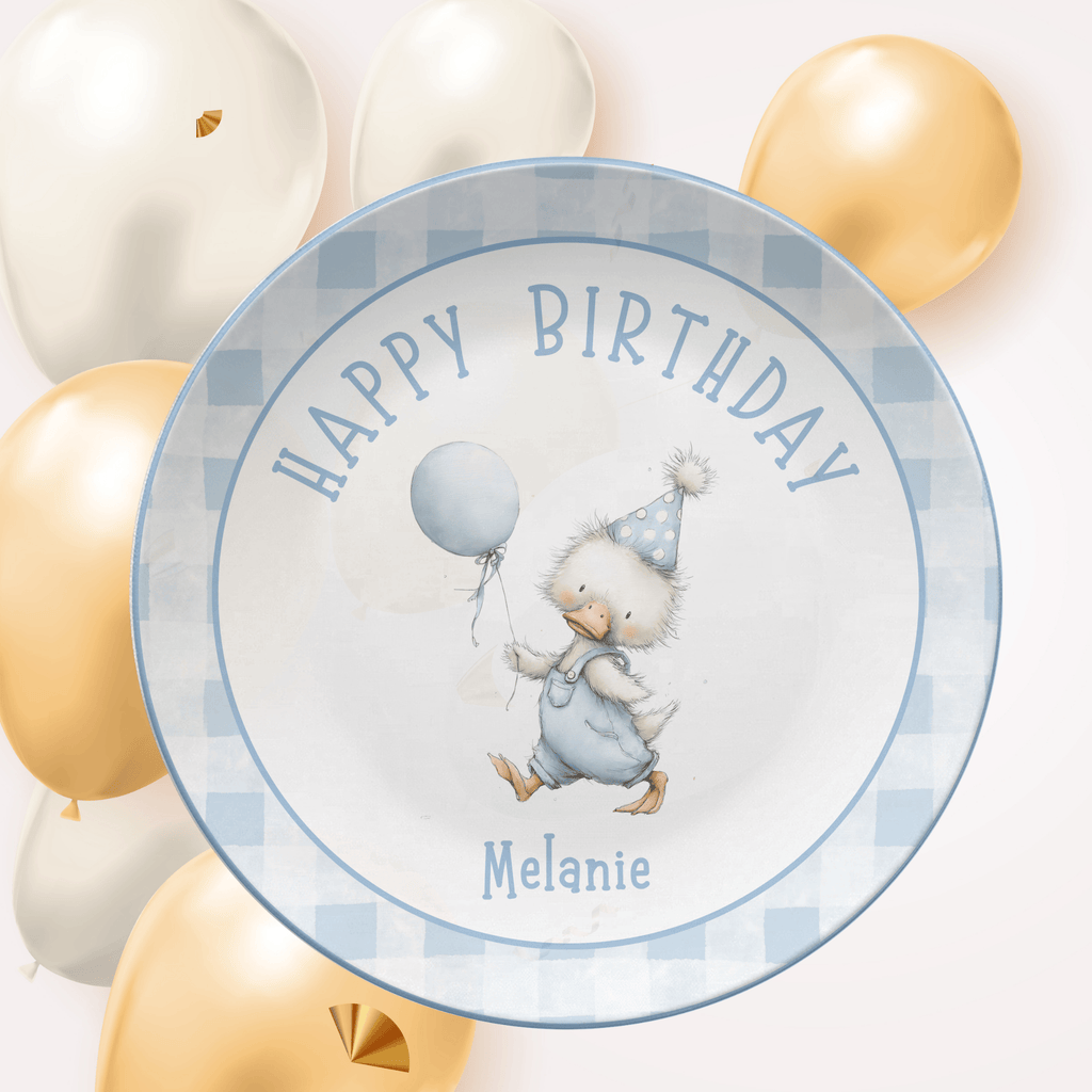 Goose Balloon Gingham Plate by Lil Plate Shop