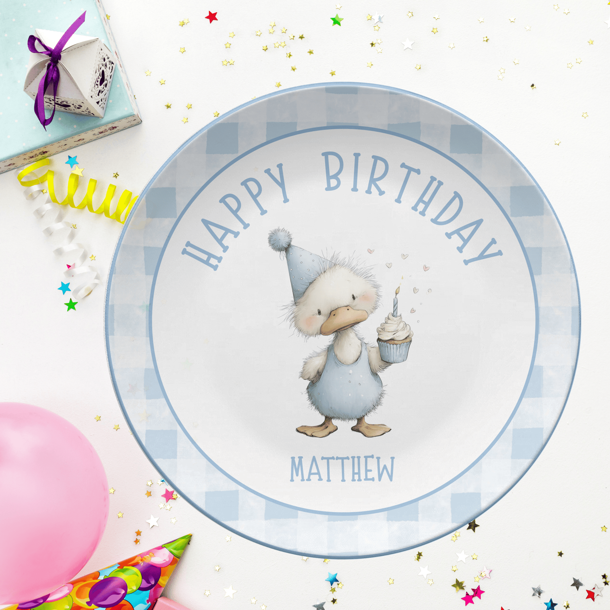 Goose Cupcake Gingham Plate by Lil Plate Shop