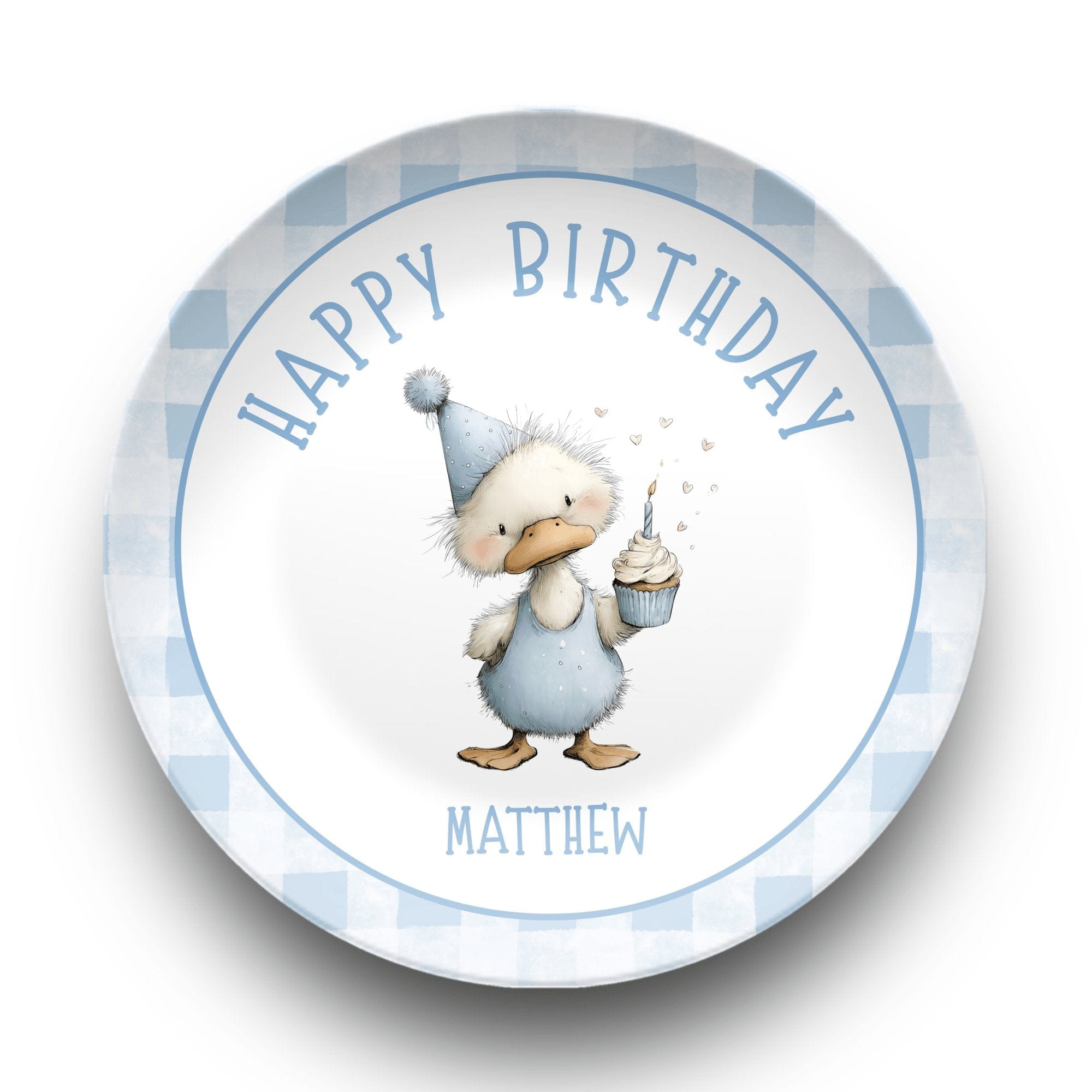 Goose Cupcake Gingham Plate by Lil Plate Shop