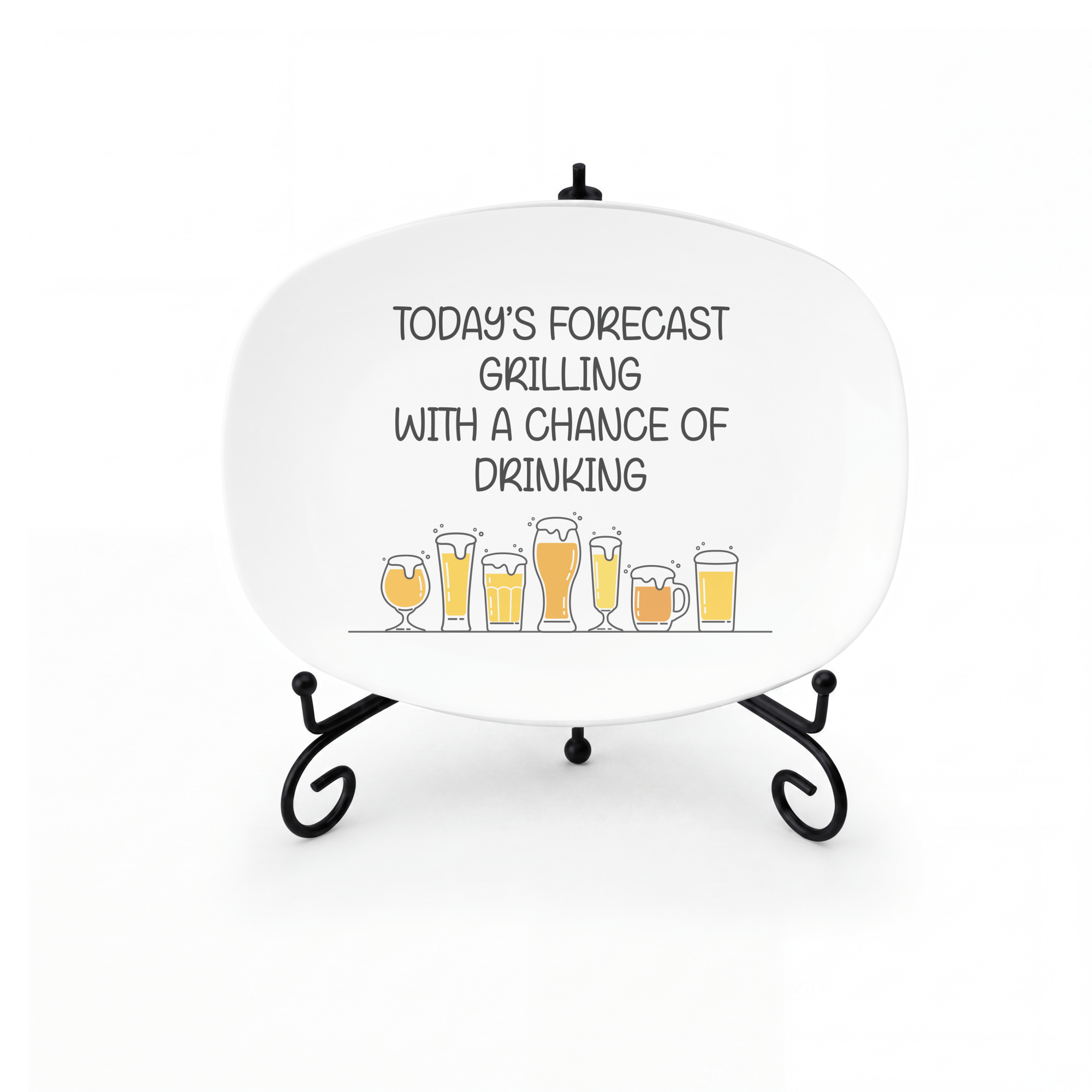 Grilling and Drinking Serving Platter Platter + Stand + Gift Box by Lil Plate Shop