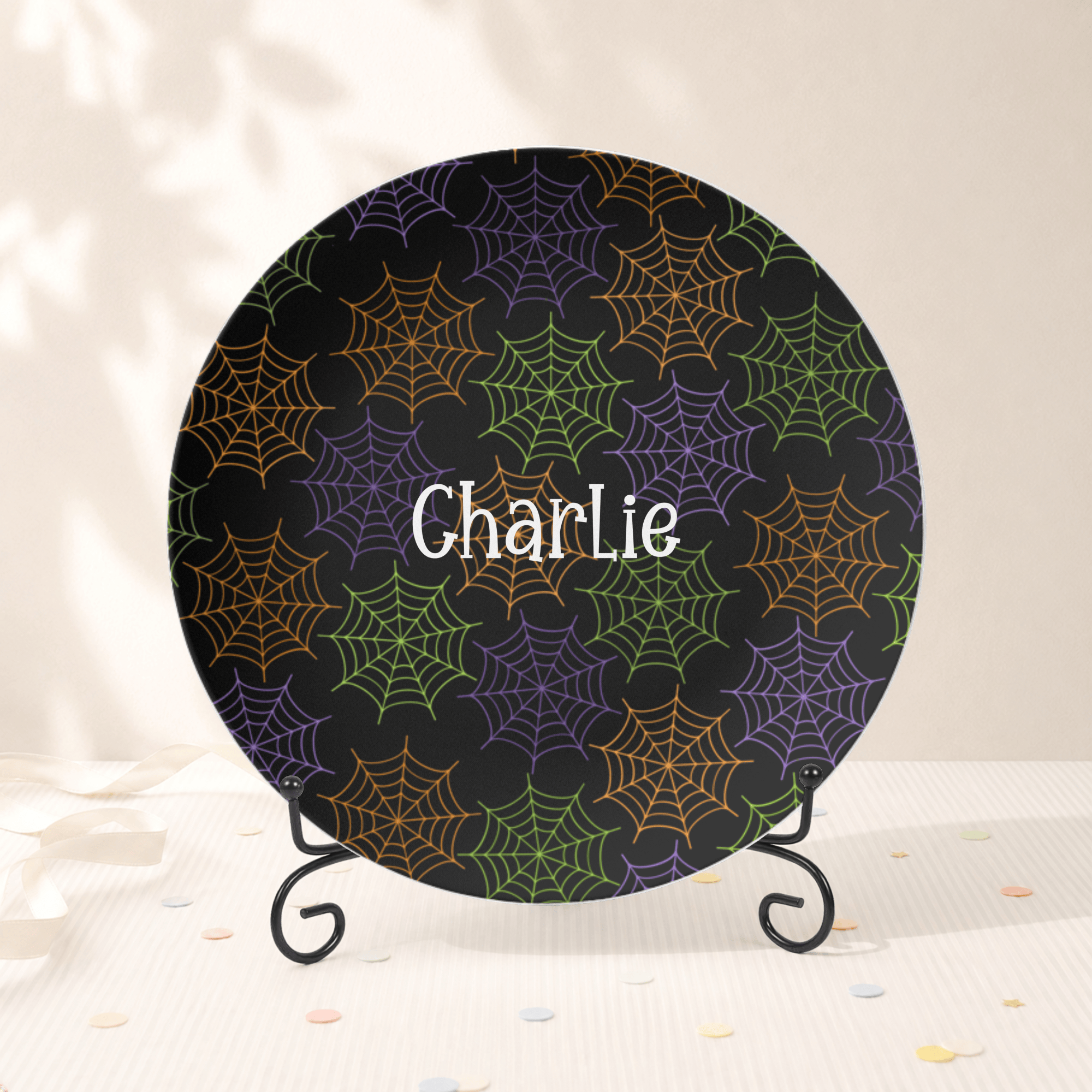 Halloween Spiderweb Plate Plate With Stand by Lil Plate Shop