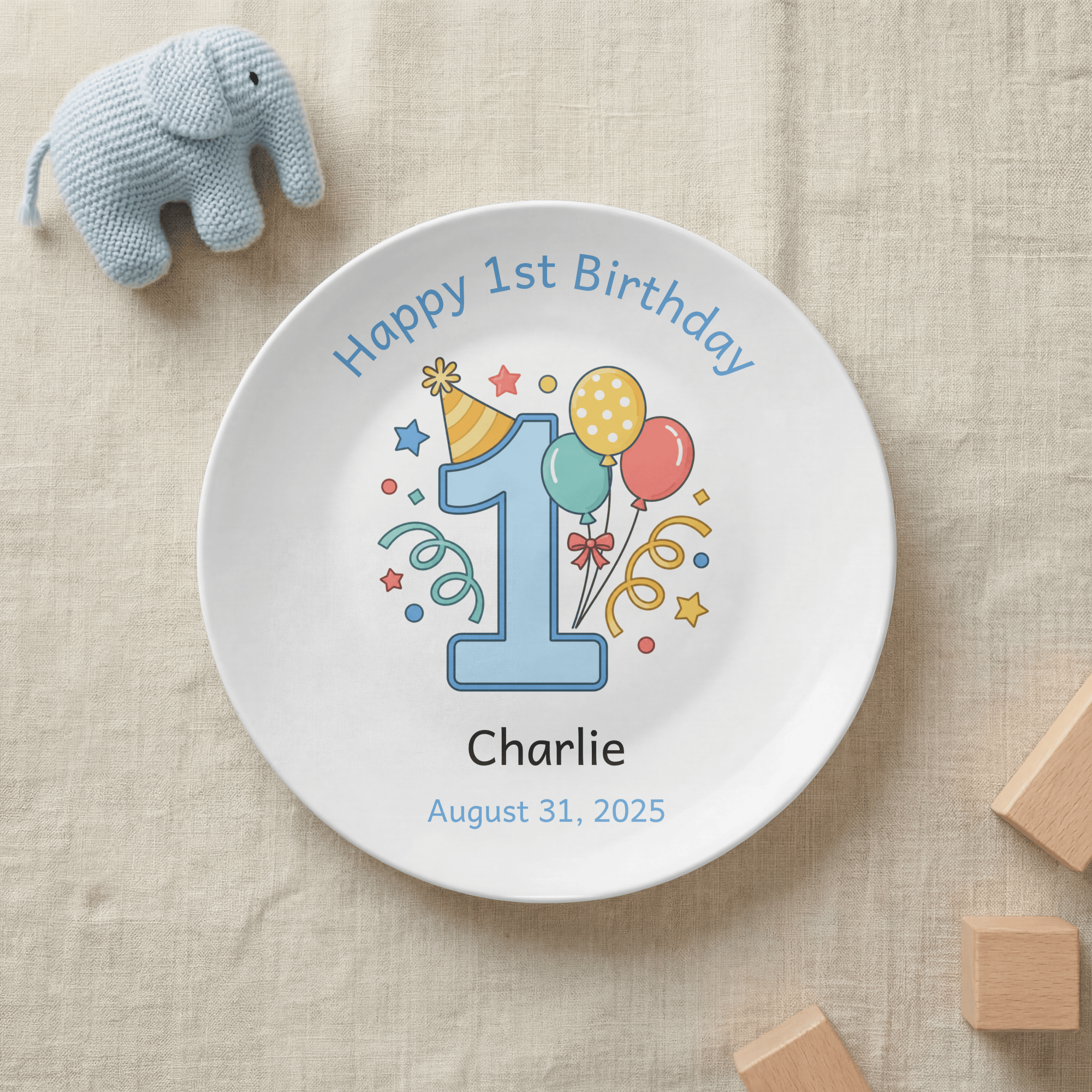 Happy 1st Birthday Balloon Plate by Lil Plate Shop