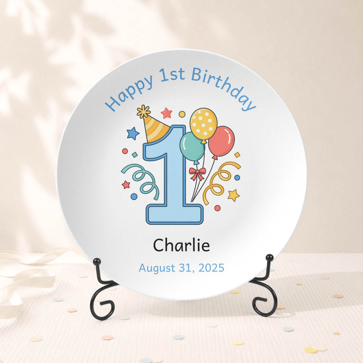 Happy 1st Birthday Balloon Plate by Lil Plate Shop
