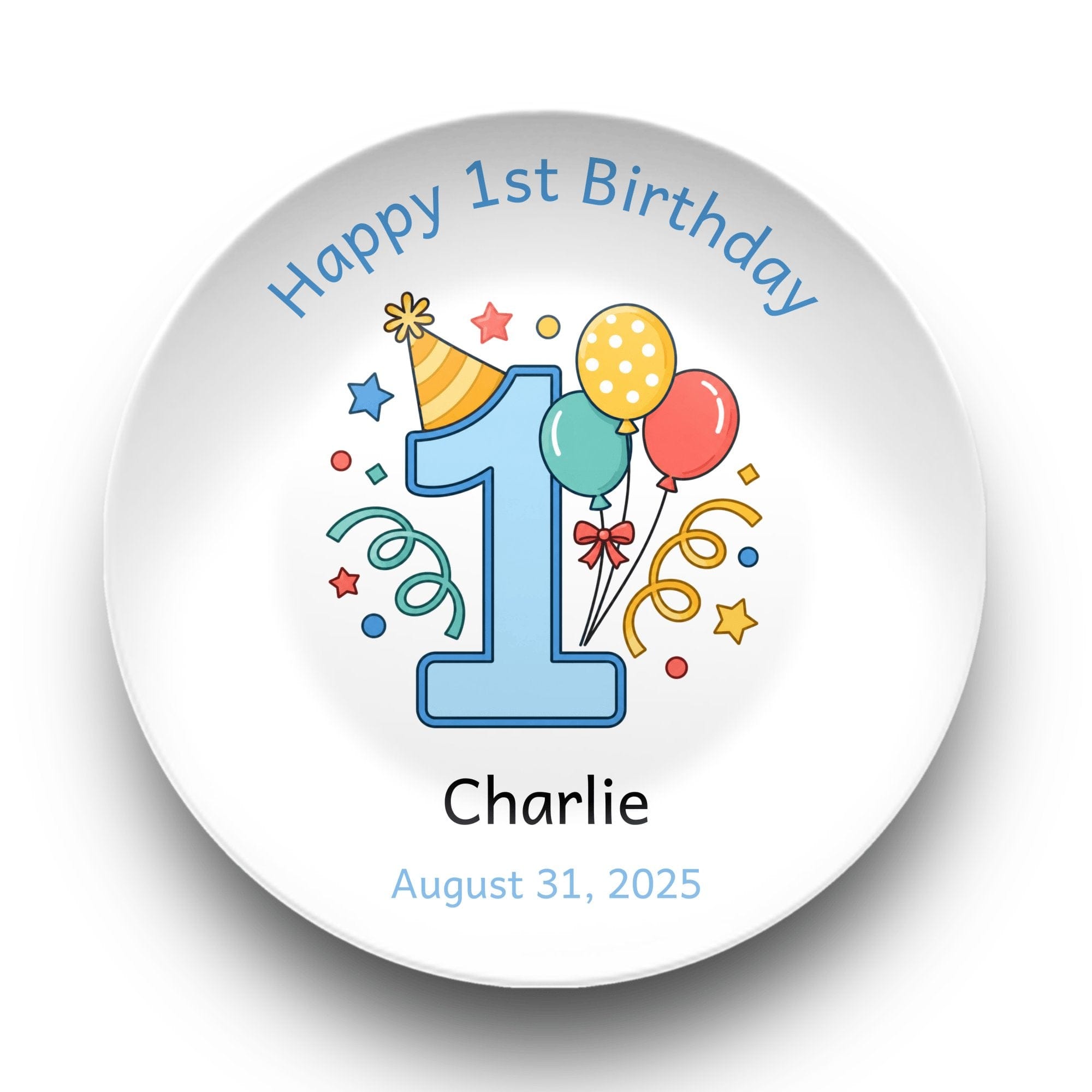 Happy 1st Birthday Balloon Plate Plate by Lil Plate Shop