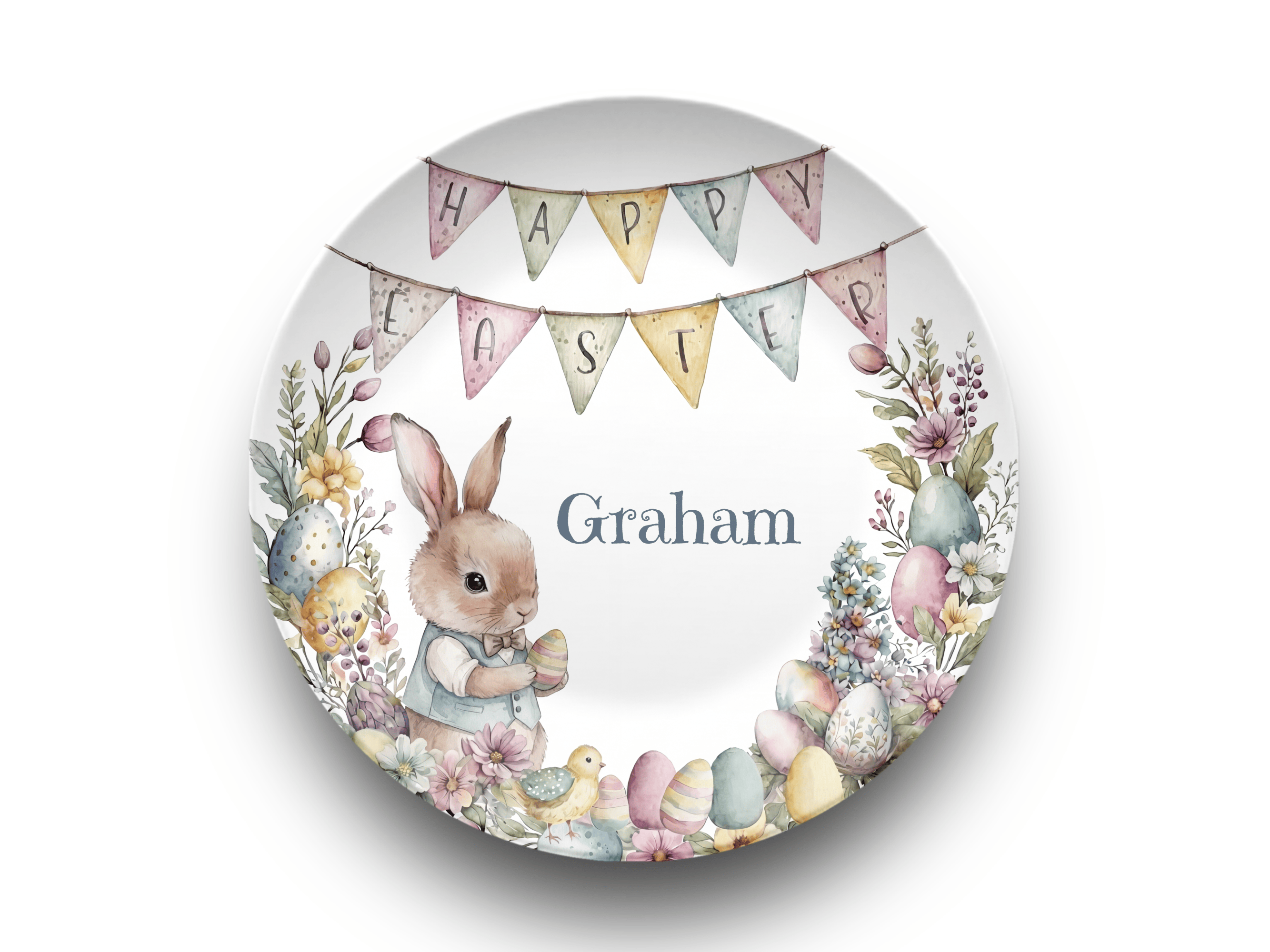 Happy Easter Name Plate Boy Bunny by Lil Plate Shop