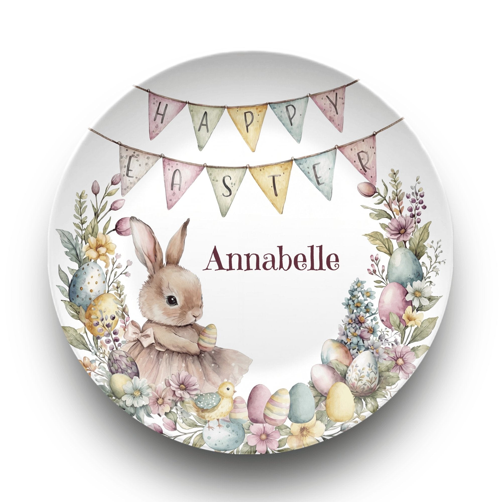 Happy Easter Name Plate Girl Bunny by Lil Plate Shop
