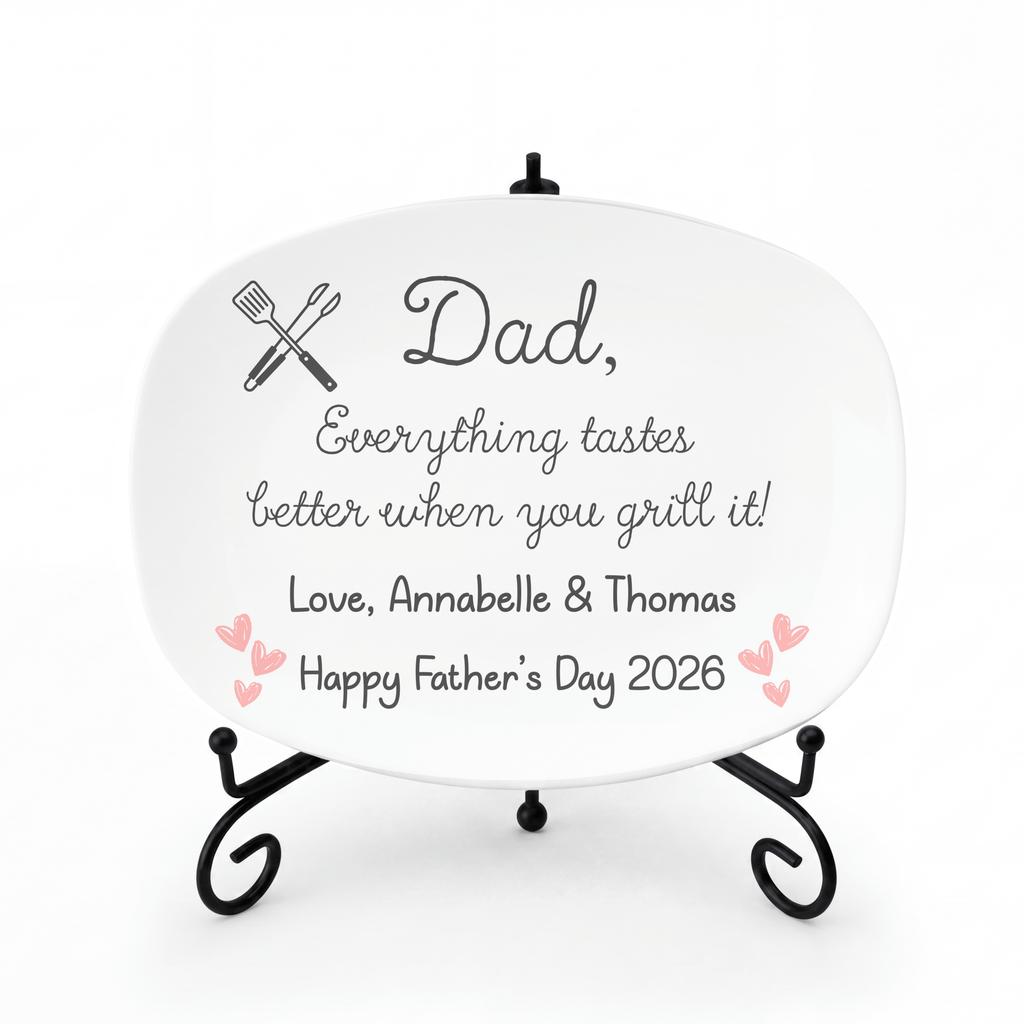 Happy Father's Day Grilling Platter Platter + Stand + Gift Box by Lil Plate Shop