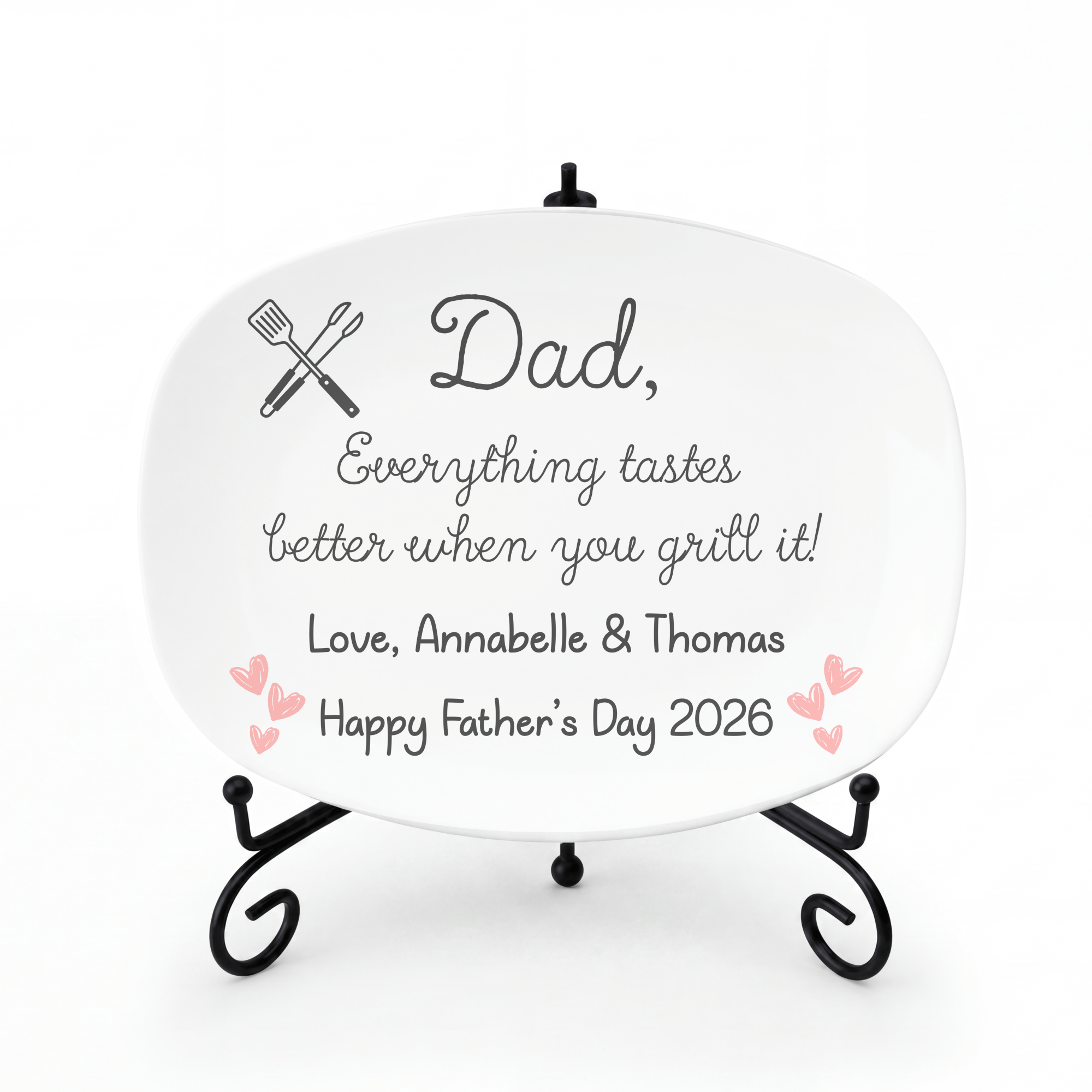 Happy Father's Day Grilling Platter Platter + Stand + Gift Box by Lil Plate Shop