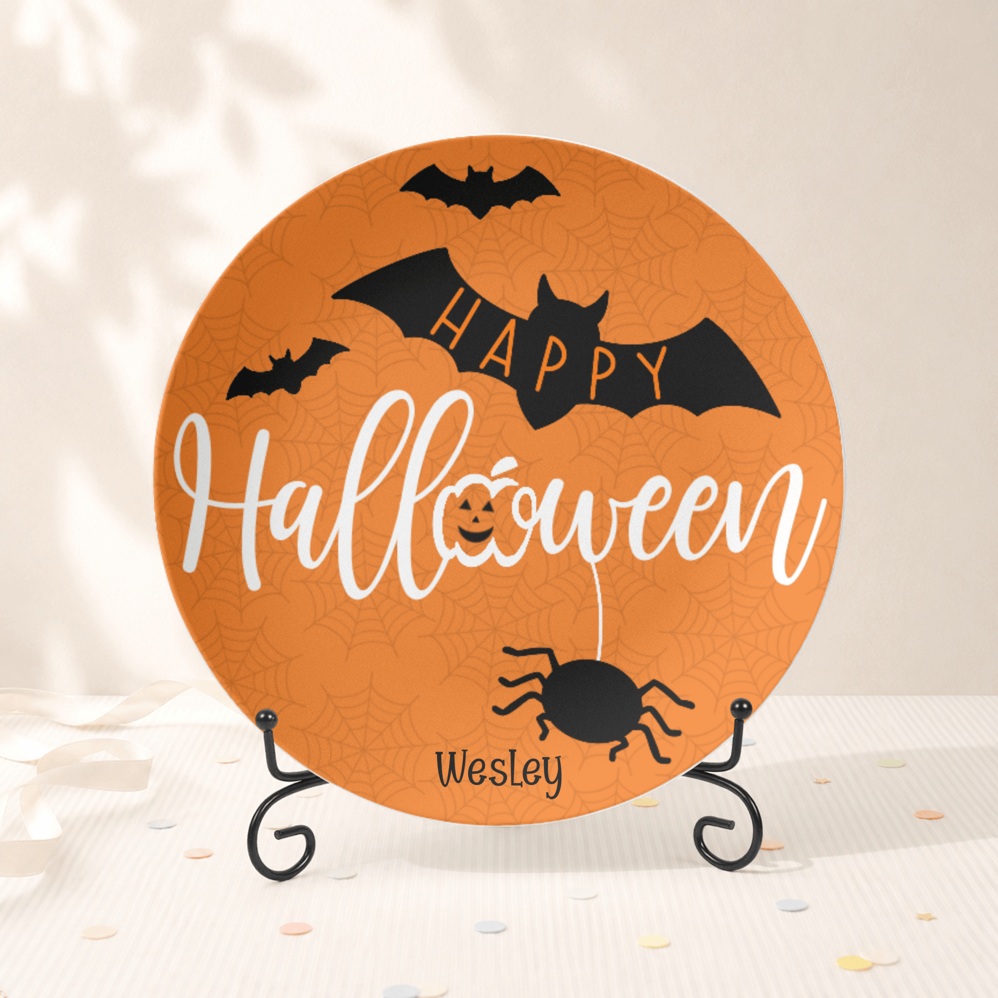 Happy Halloween Bat Plate Plate With Stand by Lil Plate Shop