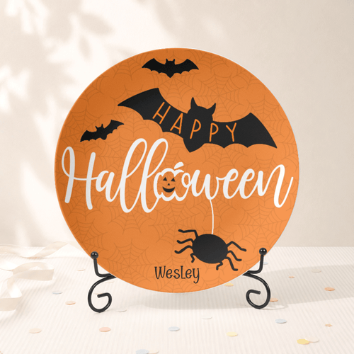 Happy Halloween Bat Plate Plate With Stand by Lil Plate Shop