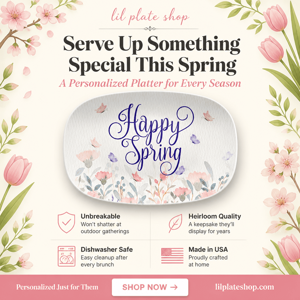Happy Spring Serving Platter by Lil Plate Shop