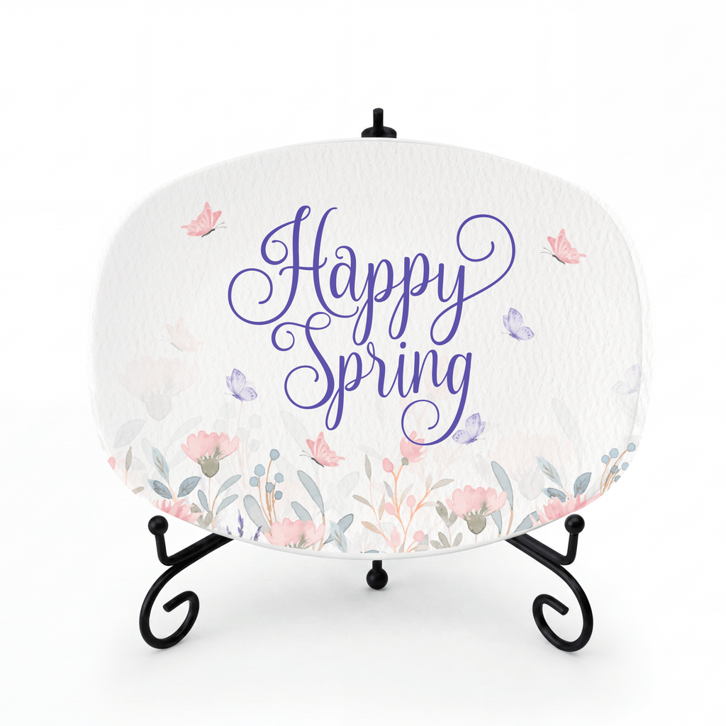 Happy Spring Serving Platter Platter + Stand + Gift Box by Lil Plate Shop