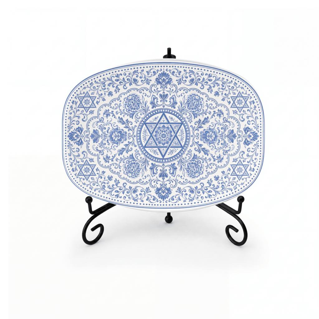 Judaica Oval Platter Platter + Stand + Gift Box by Lil Plate Shop