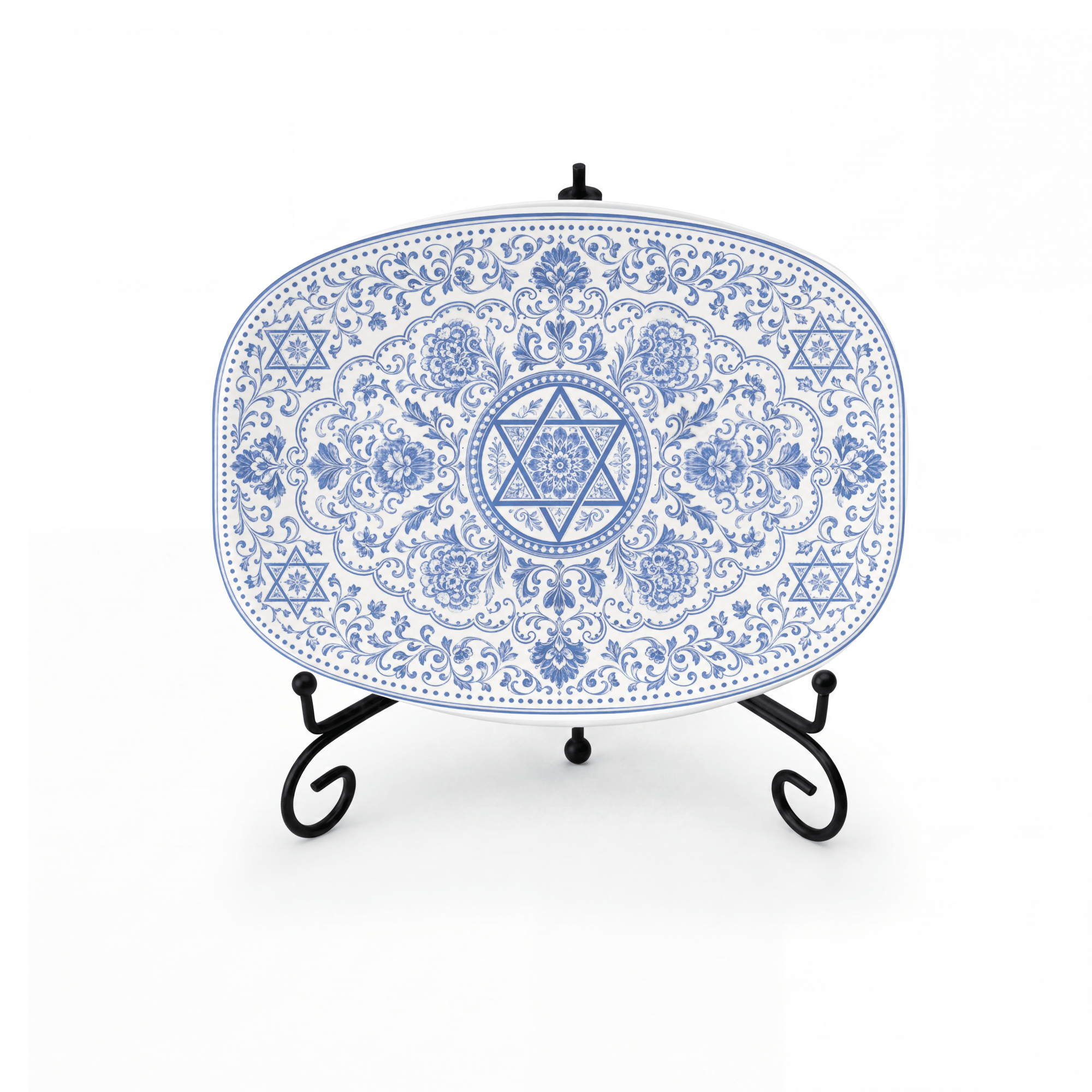 Judaica Oval Platter Platter + Stand + Gift Box by Lil Plate Shop