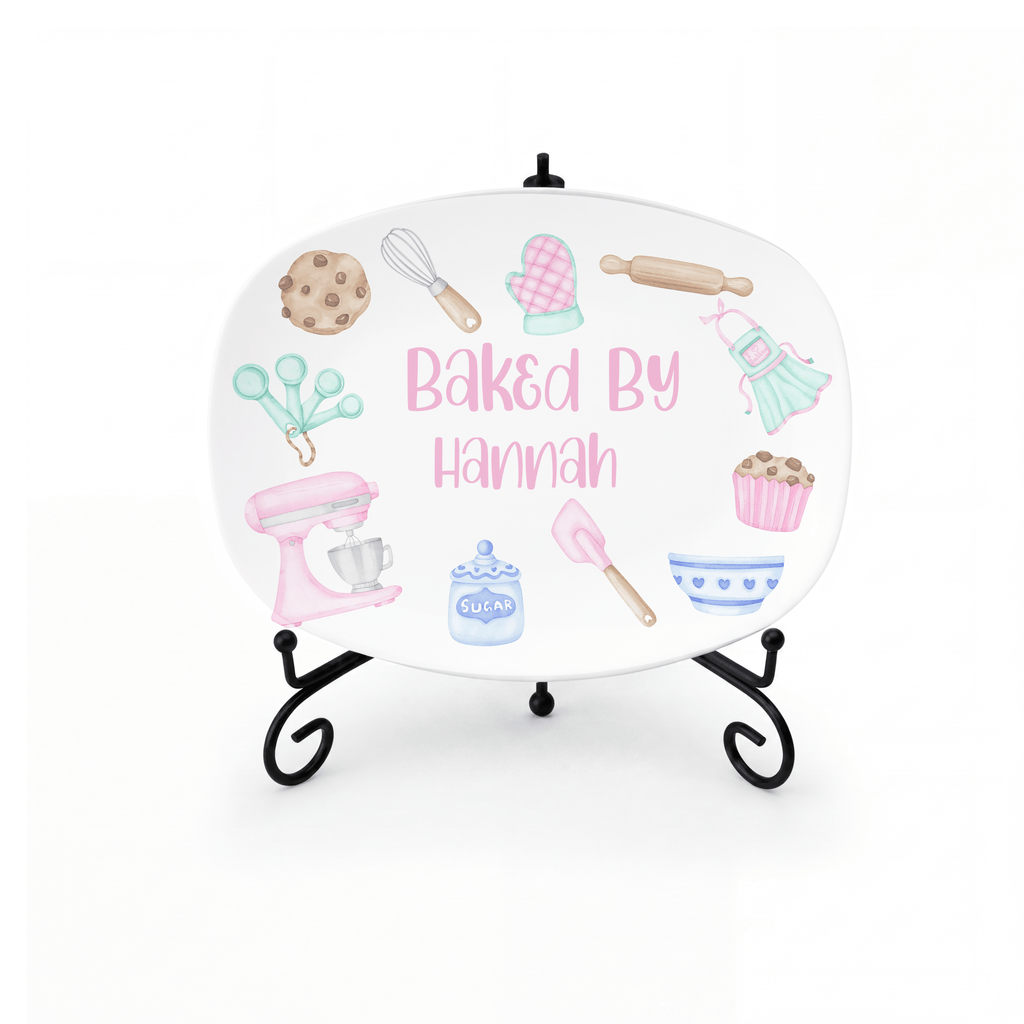 Little Girl Baking Platter Platter + Stand + Gift Box by Lil Plate Shop