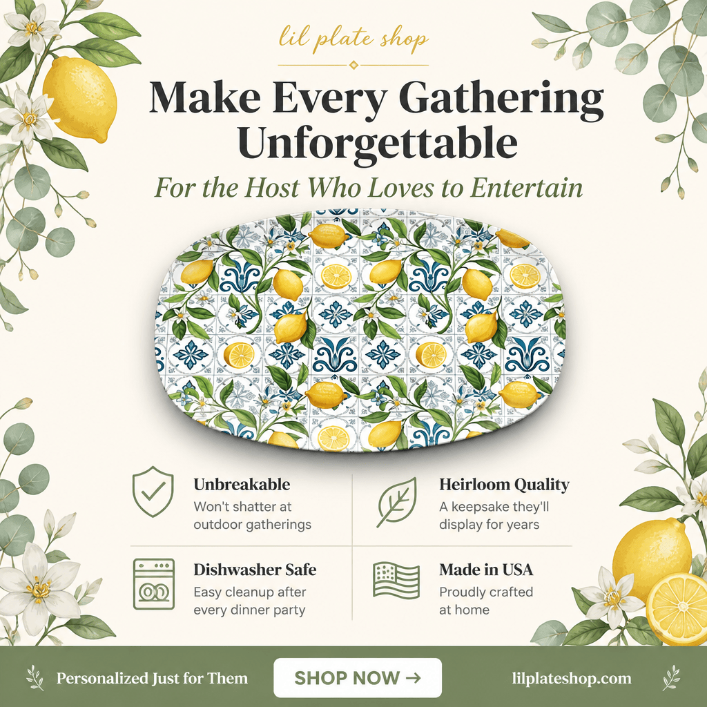 Mediterranean Lemon Serving Platter by Lil Plate Shop