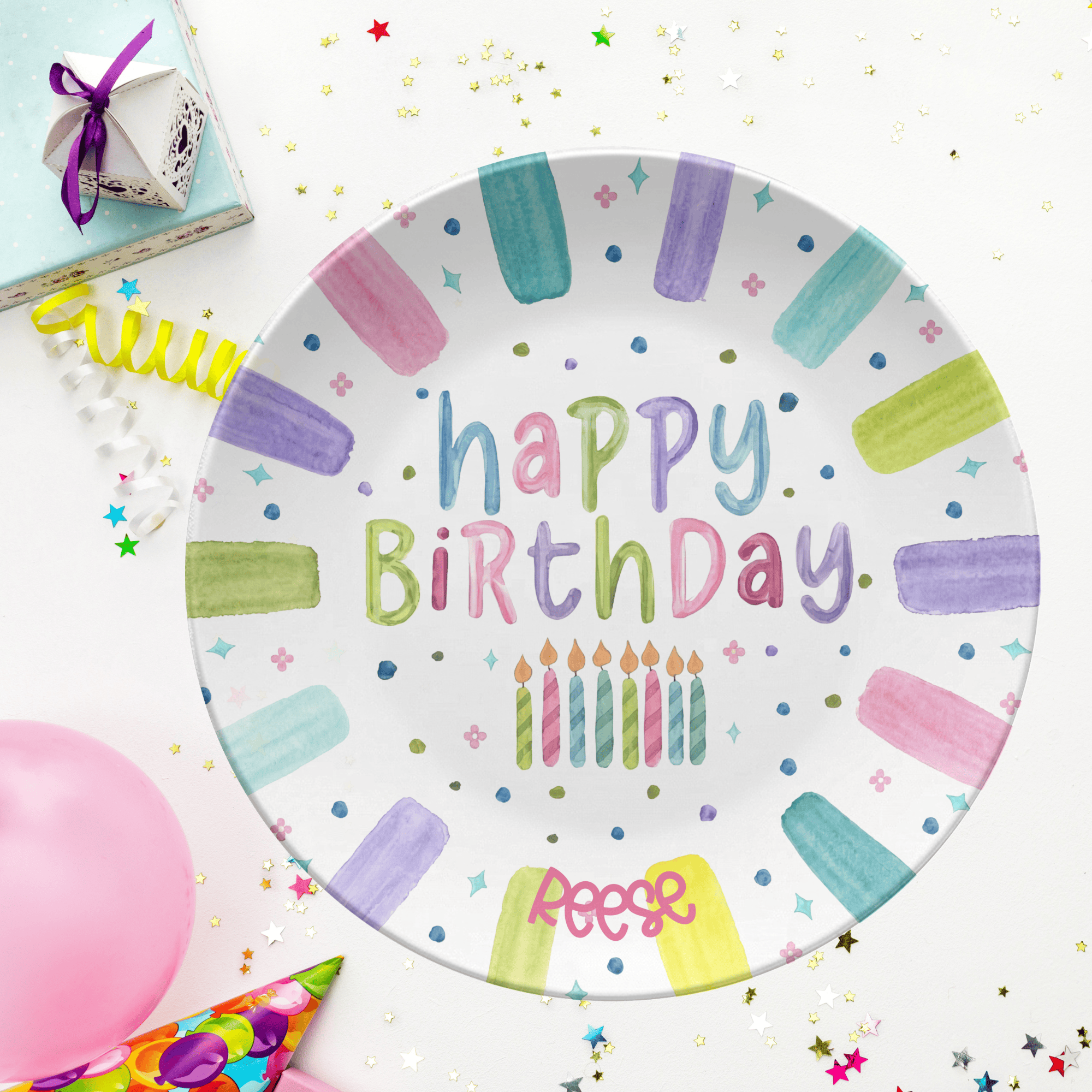 Multi Color Birthday Plate by Lil Plate Shop
