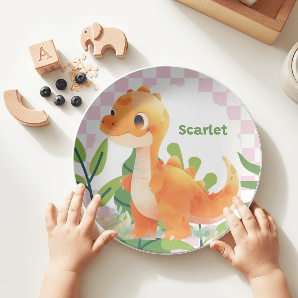 Orange Dinosaur Plate by Lil Plate Shop