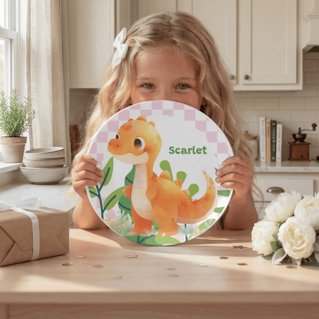 Orange Dinosaur Plate by Lil Plate Shop