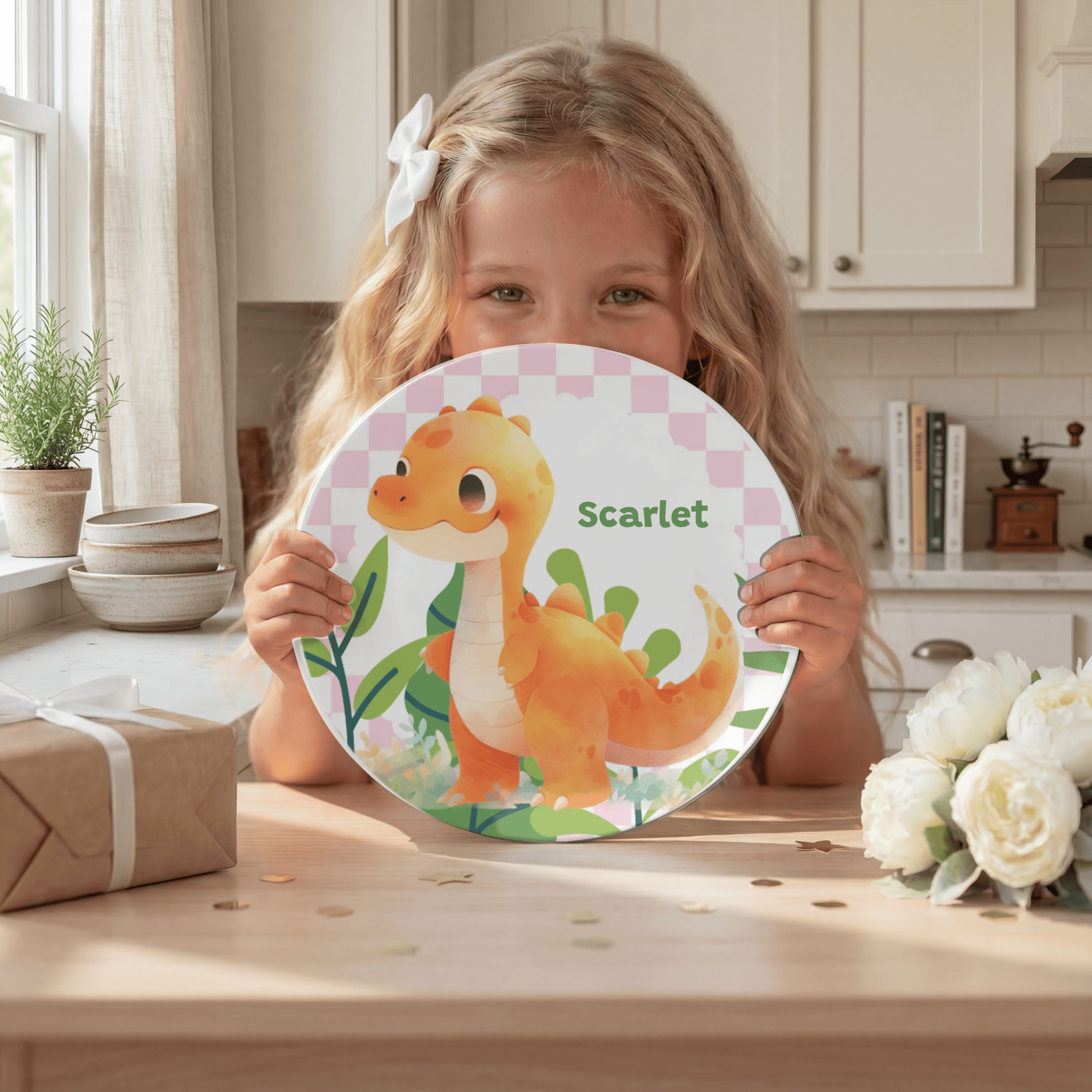 Orange Dinosaur Plate by Lil Plate Shop