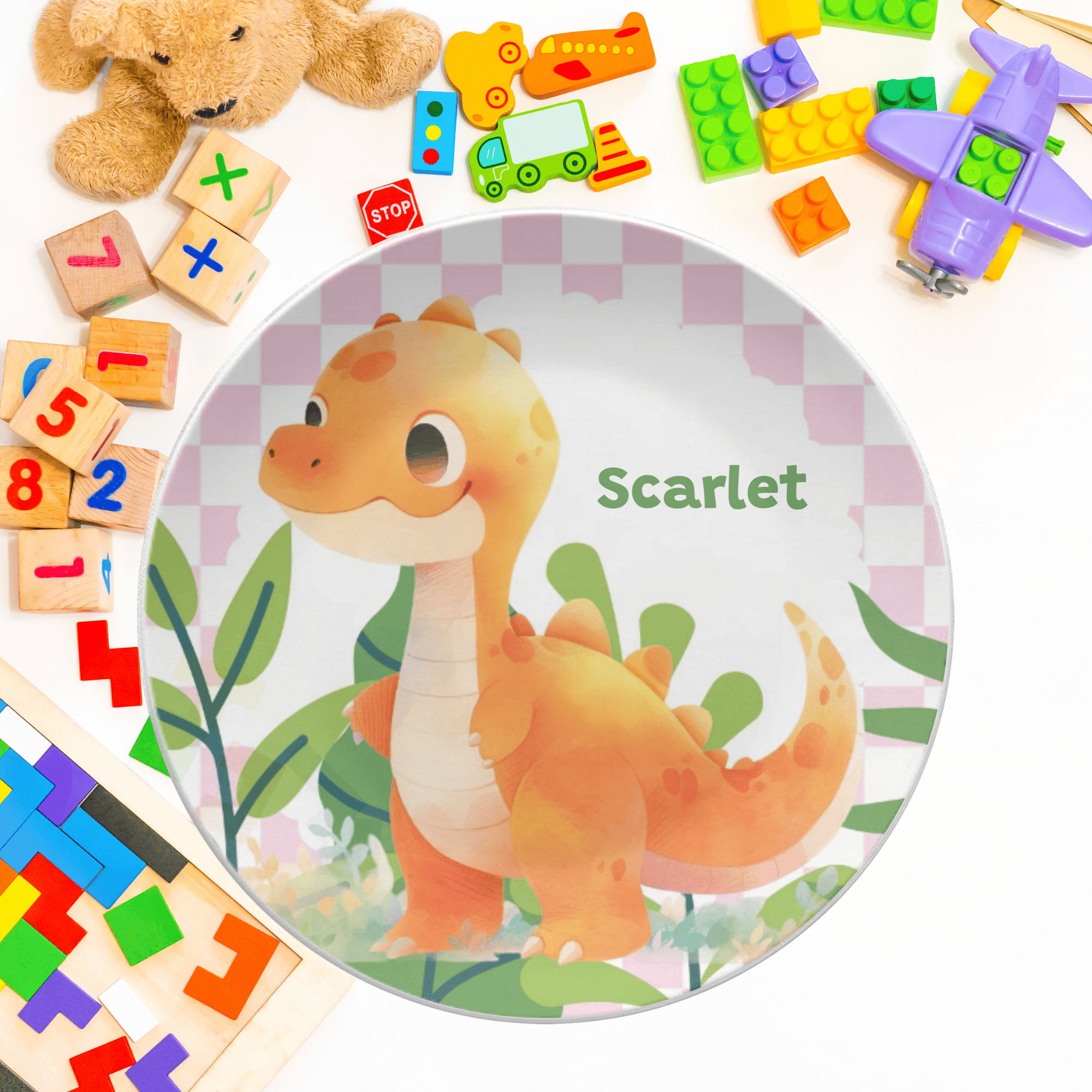 Orange Dinosaur Plate by Lil Plate Shop