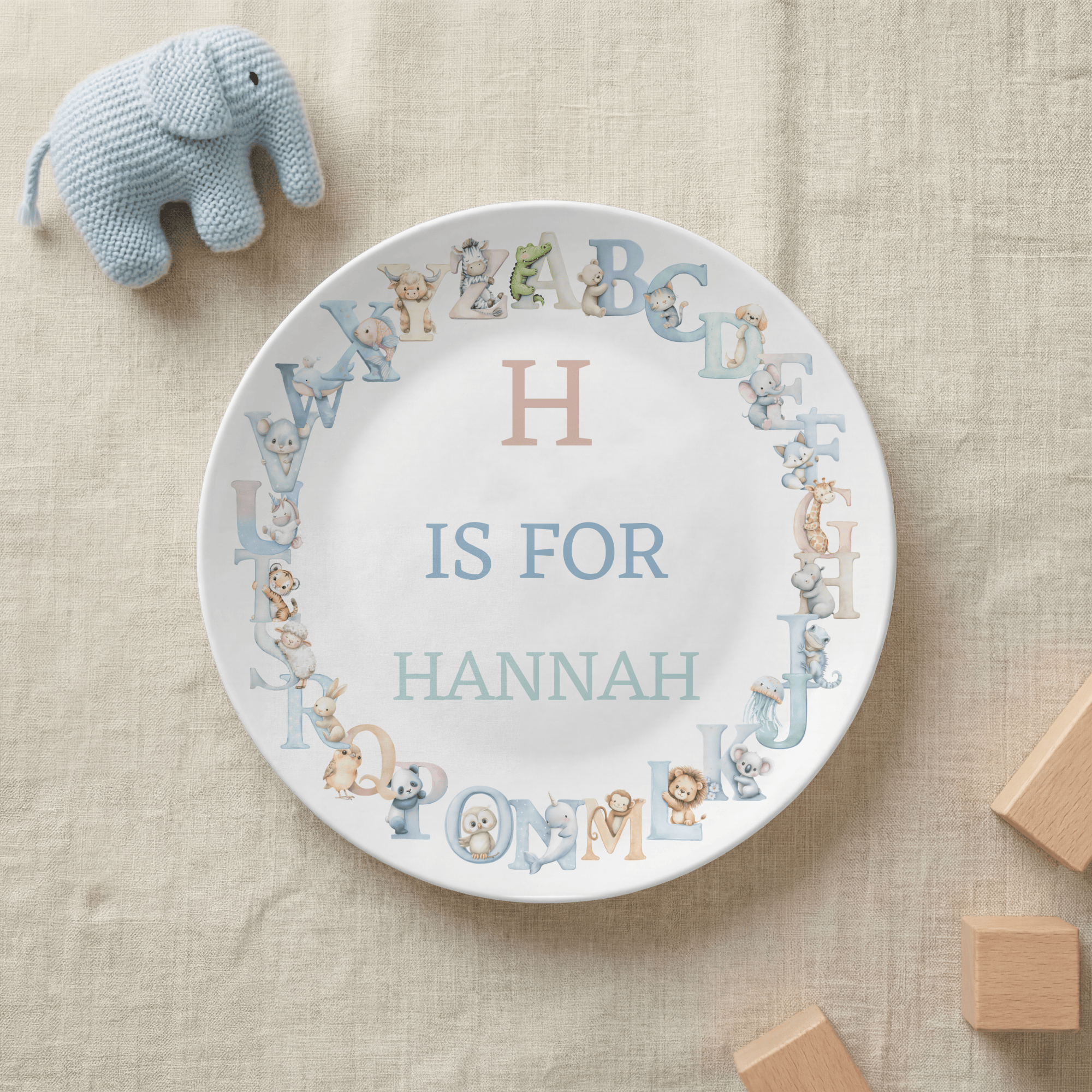 Pastel Animal Alphabet Plate by Lil Plate Shop