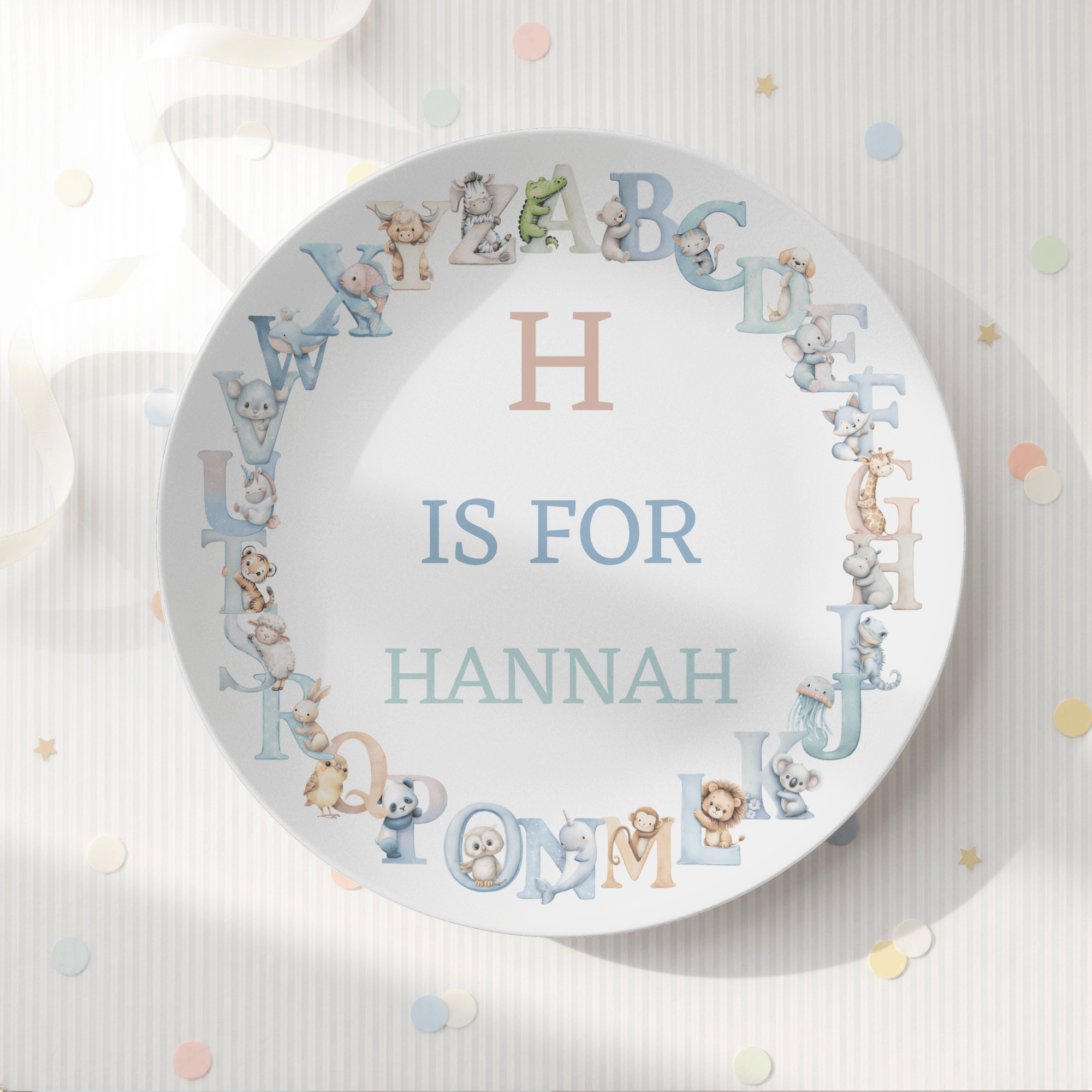 Pastel Animal Alphabet Plate by Lil Plate Shop