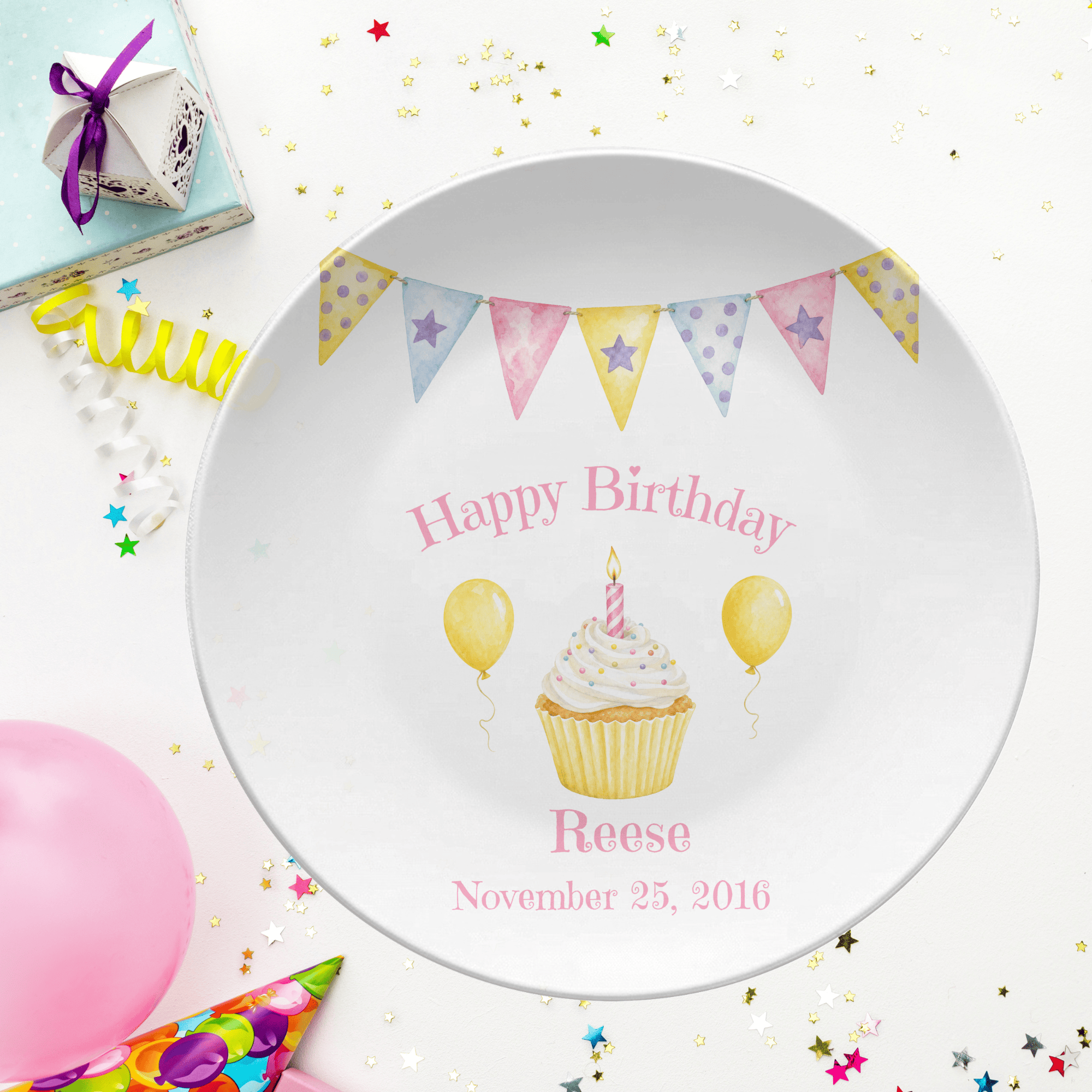 Pastel Banner Cupcake Plate by Lil Plate Shop