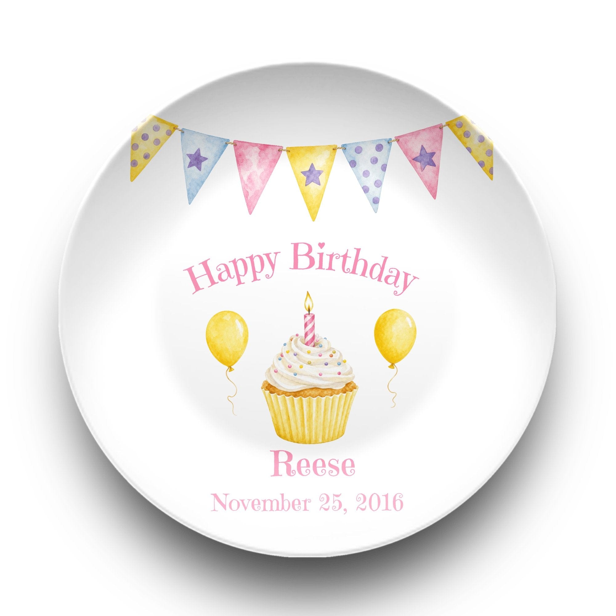 Pastel Banner Cupcake Plate by Lil Plate Shop