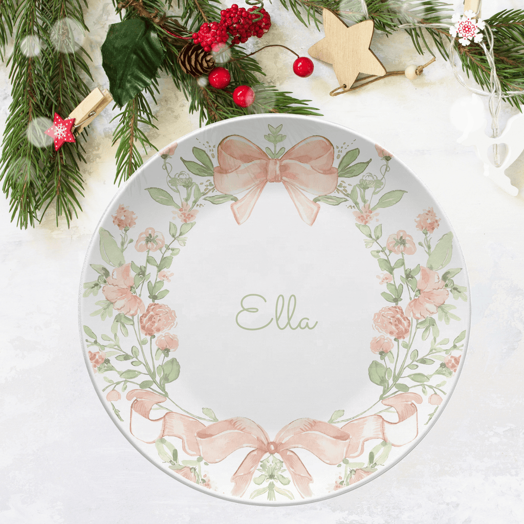 Peach Coquette Bow Plate by Lil Plate Shop
