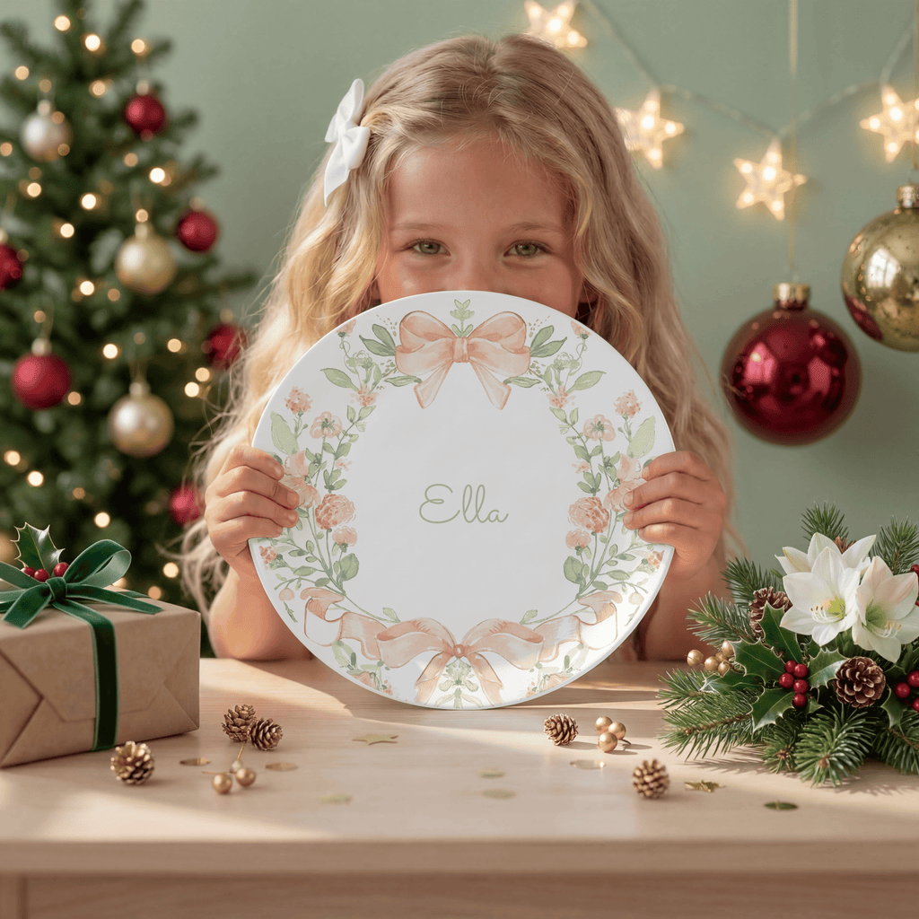 Peach Coquette Bow Plate by Lil Plate Shop