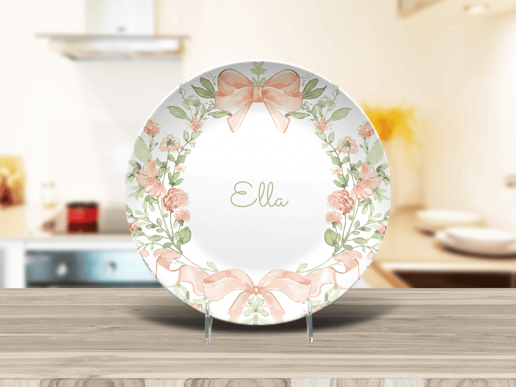 Peach Coquette Bow Plate by Lil Plate Shop