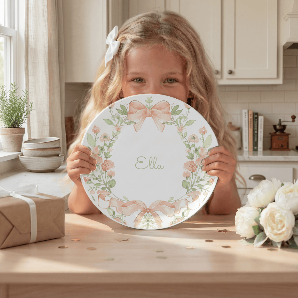 Peach Coquette Bow Plate by Lil Plate Shop