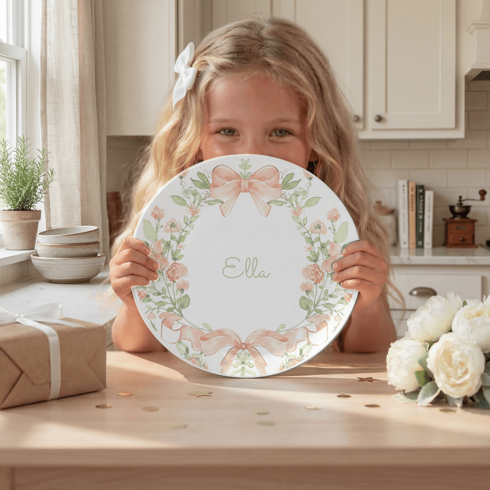 Peach Coquette Bow Plate by Lil Plate Shop