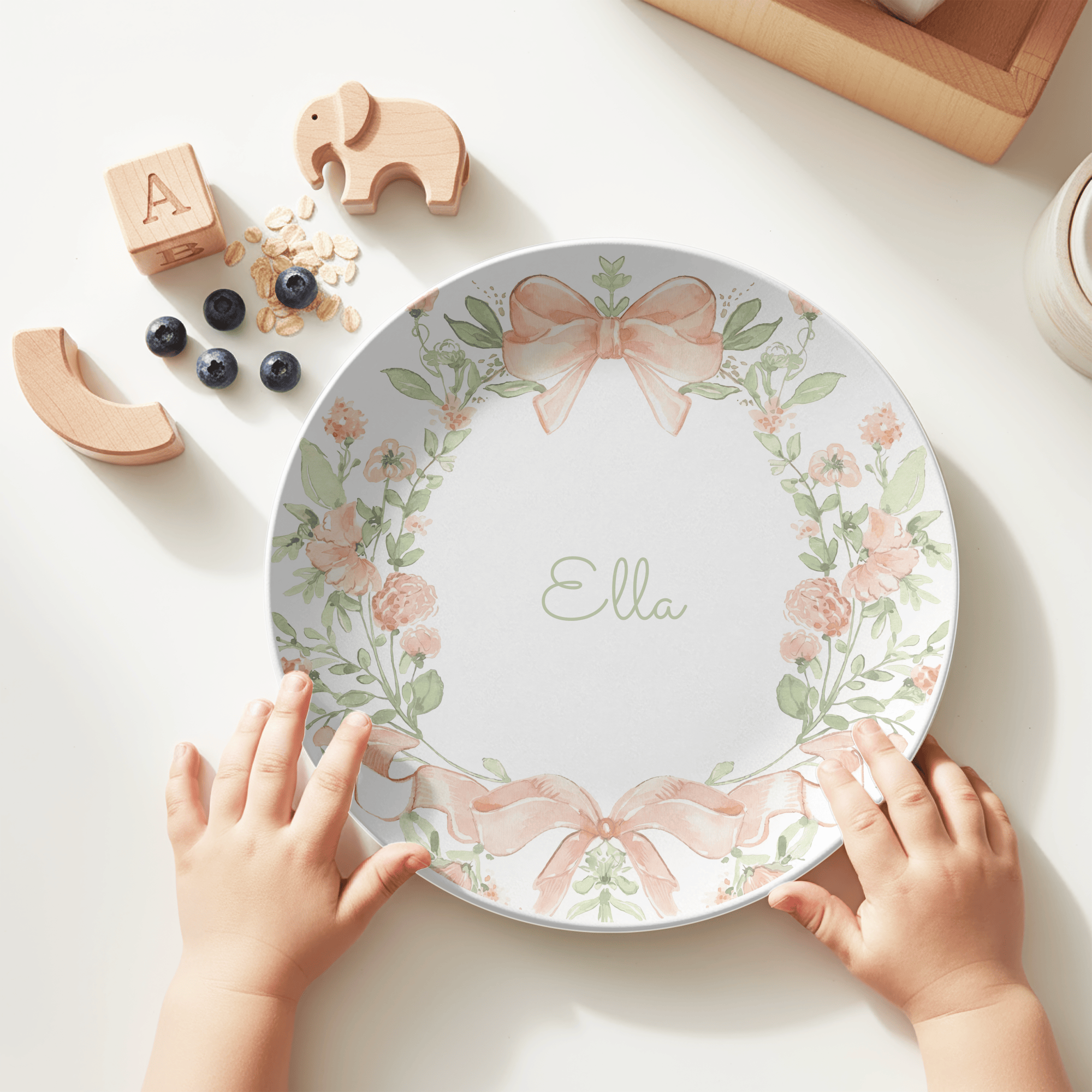 Peach Coquette Bow Plate by Lil Plate Shop