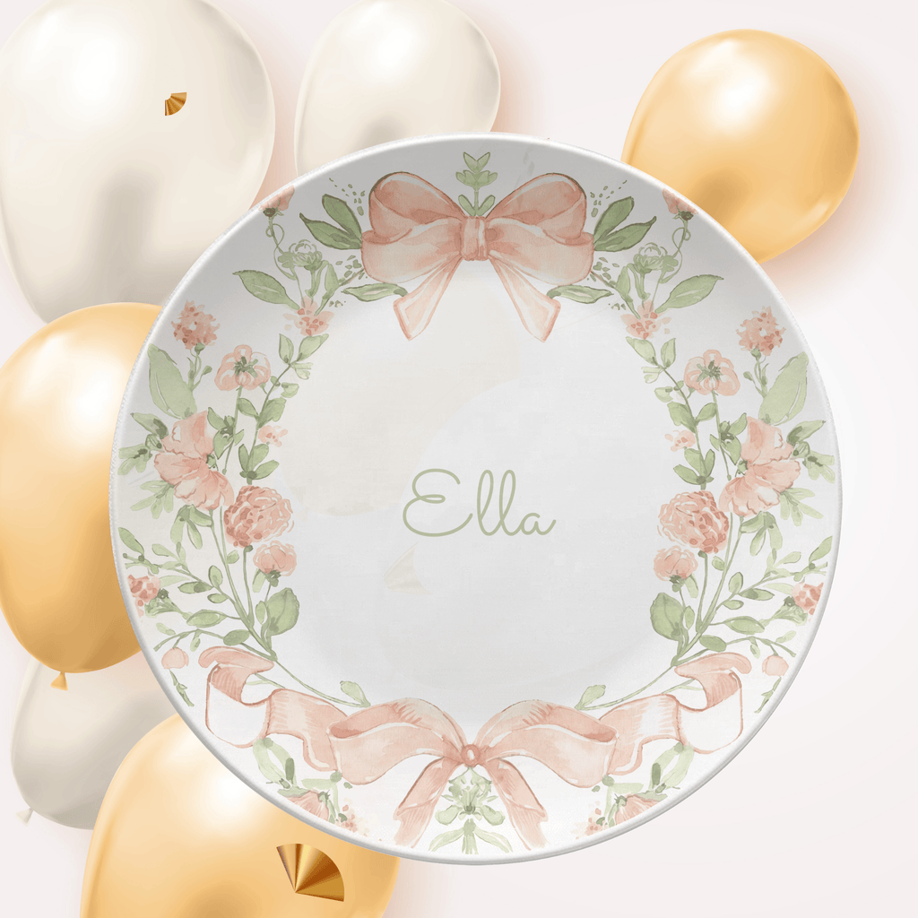 Peach Coquette Bow Plate by Lil Plate Shop