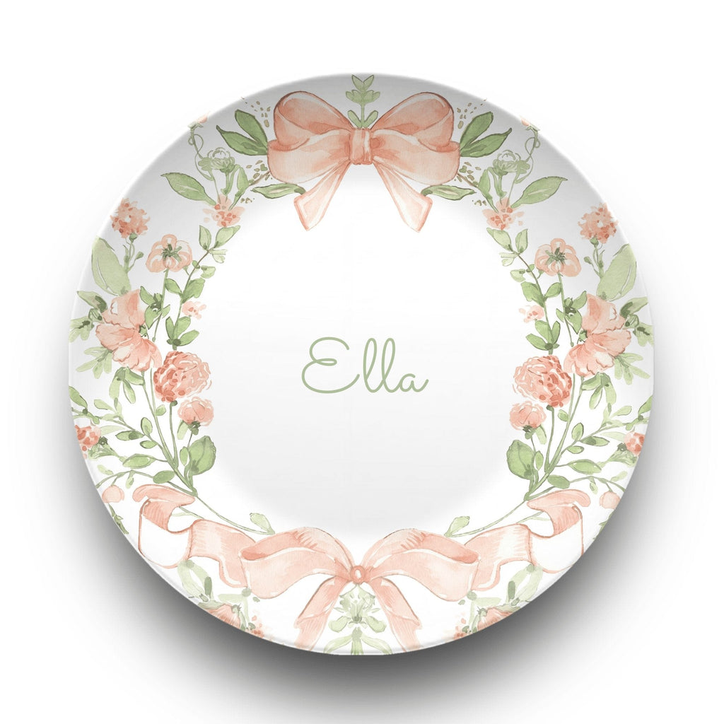 Peach Coquette Bow Plate by Lil Plate Shop