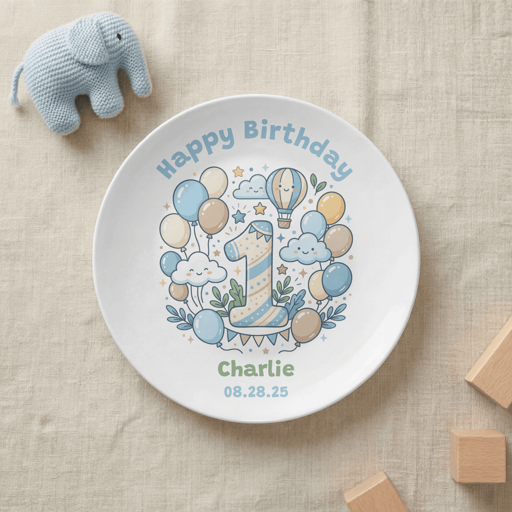 Personalized 1st Birthday Balloon Plate by Lil Plate Shop