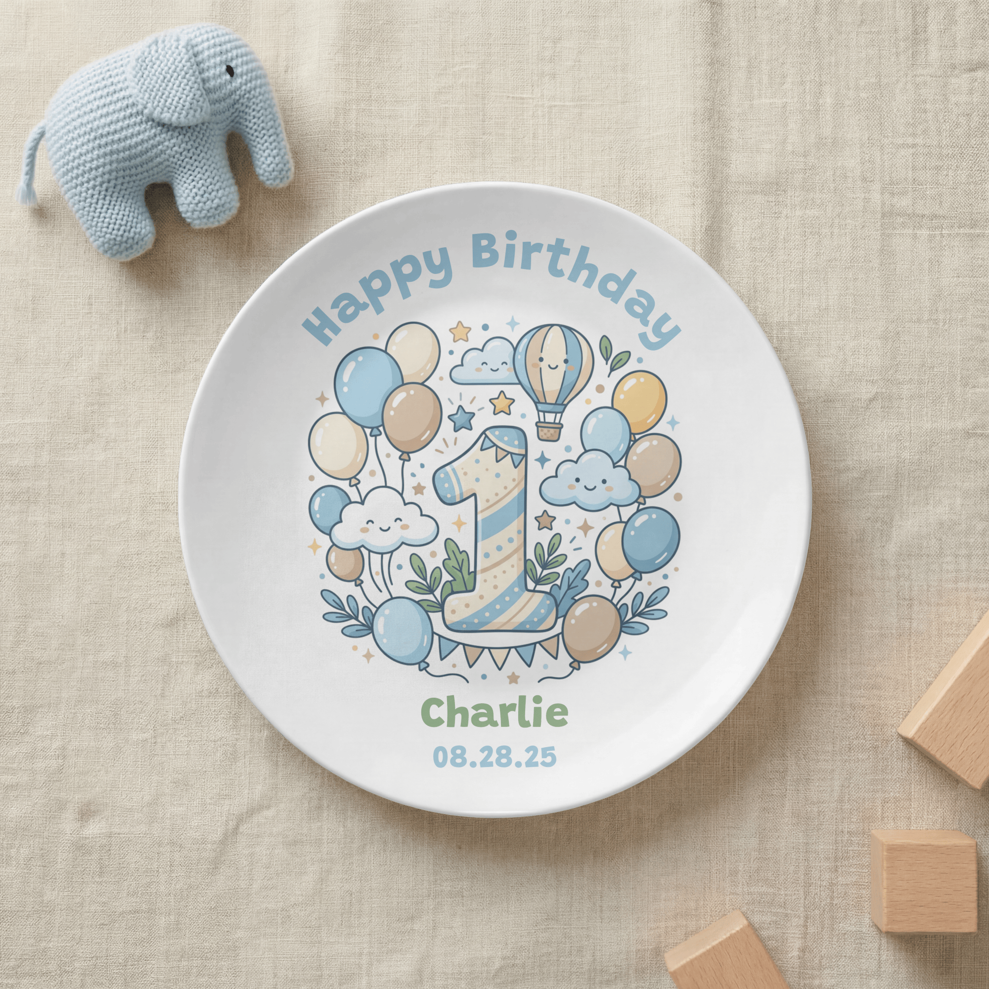 Personalized 1st Birthday Balloon Plate by Lil Plate Shop