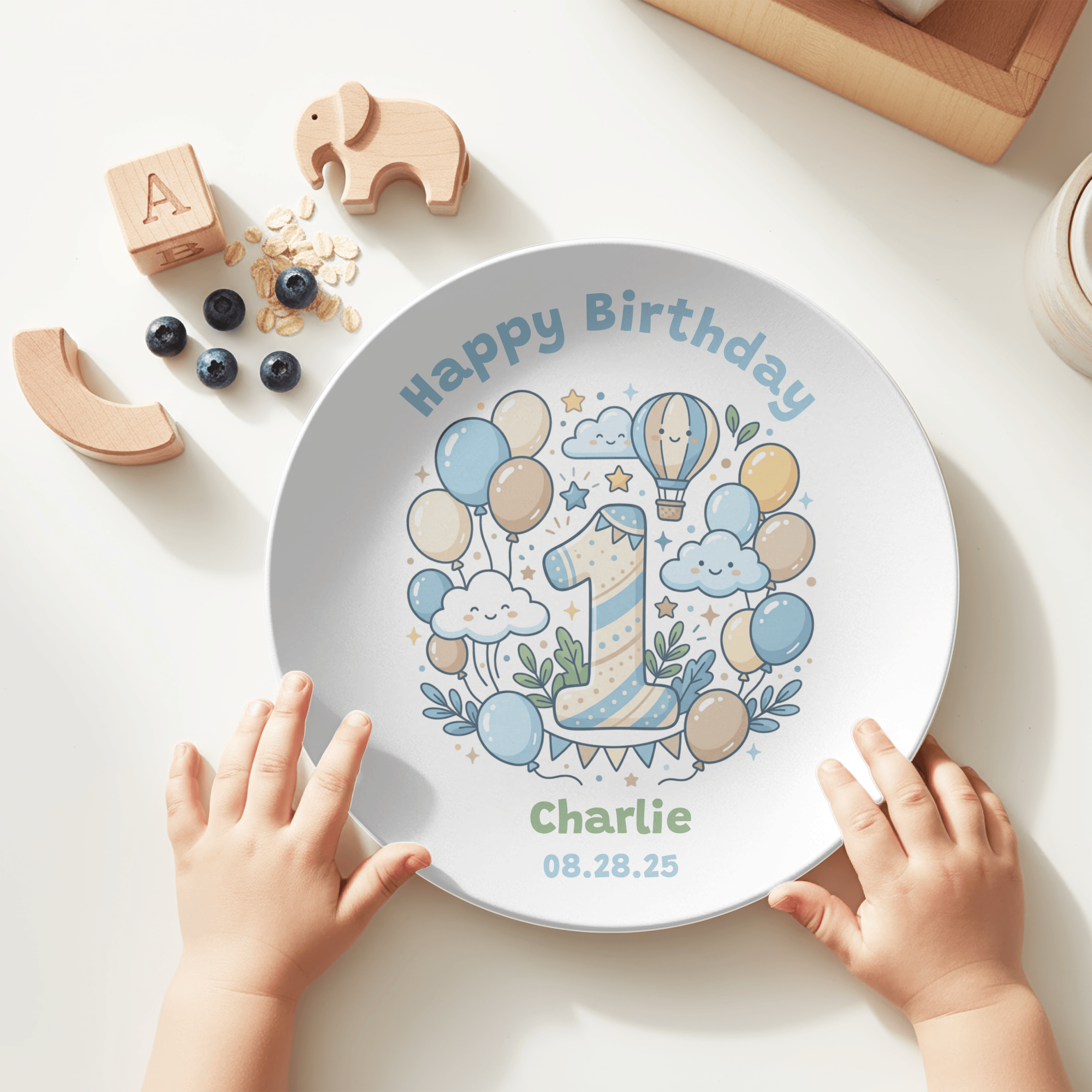 Personalized 1st Birthday Balloon Plate by Lil Plate Shop