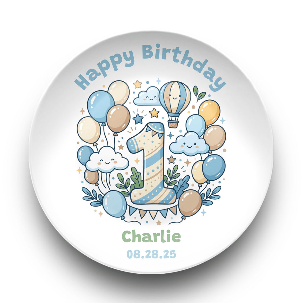 Personalized 1st Birthday Balloon Plate Plate by Lil Plate Shop