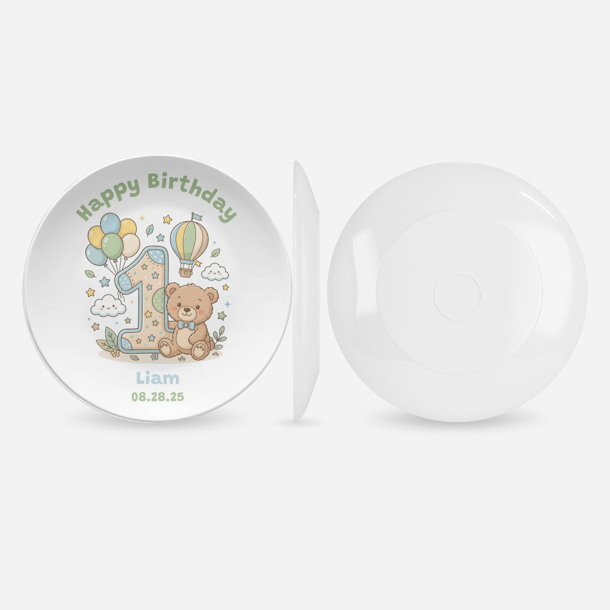 Personalized 1st Birthday Bear Balloon Plate by Lil Plate Shop