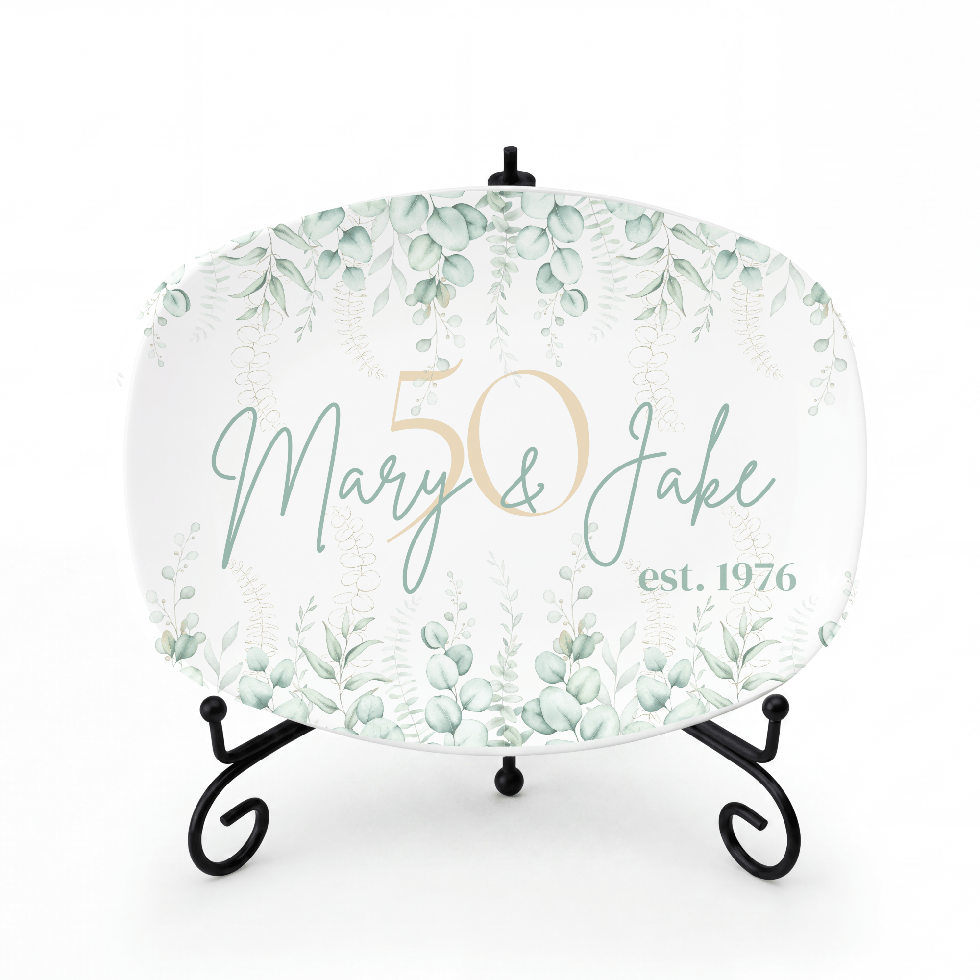 Personalized 50th Wedding Anniversary Platter Platter + Stand + Gift Box by Lil Plate Shop