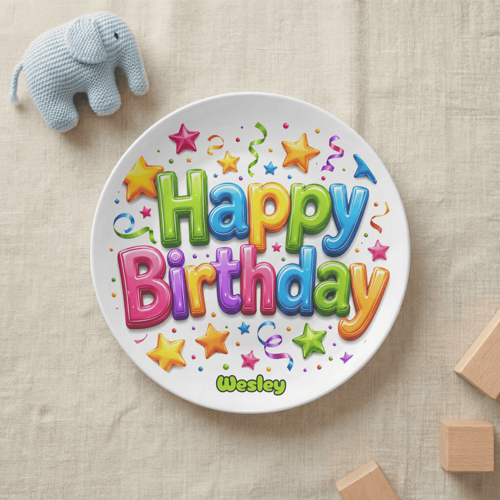 Personalized Balloon Confetti Birthday Plate by Lil Plate Shop