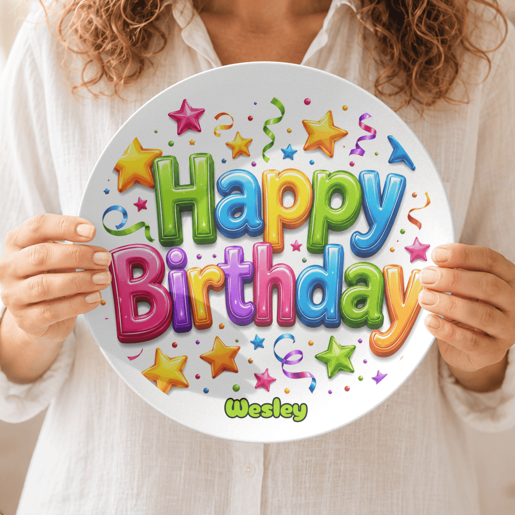 Personalized Balloon Confetti Birthday Plate by Lil Plate Shop