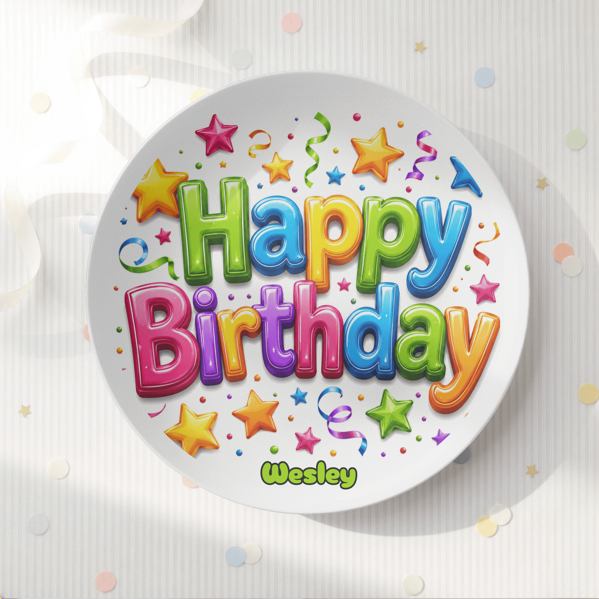 Personalized Balloon Confetti Birthday Plate by Lil Plate Shop