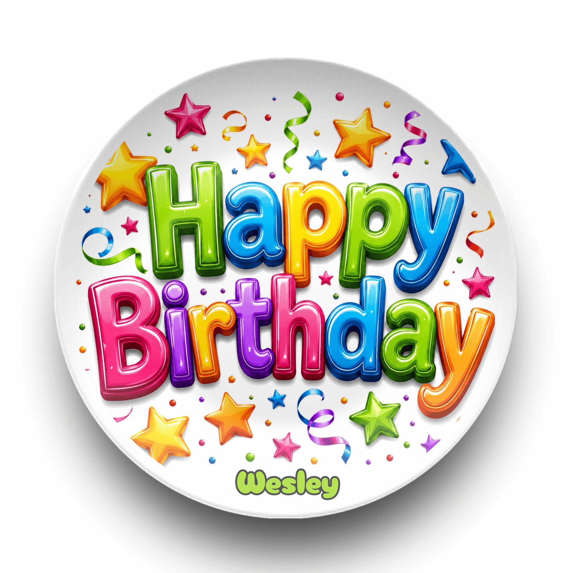 Personalized Balloon Confetti Birthday Plate Plate by Lil Plate Shop