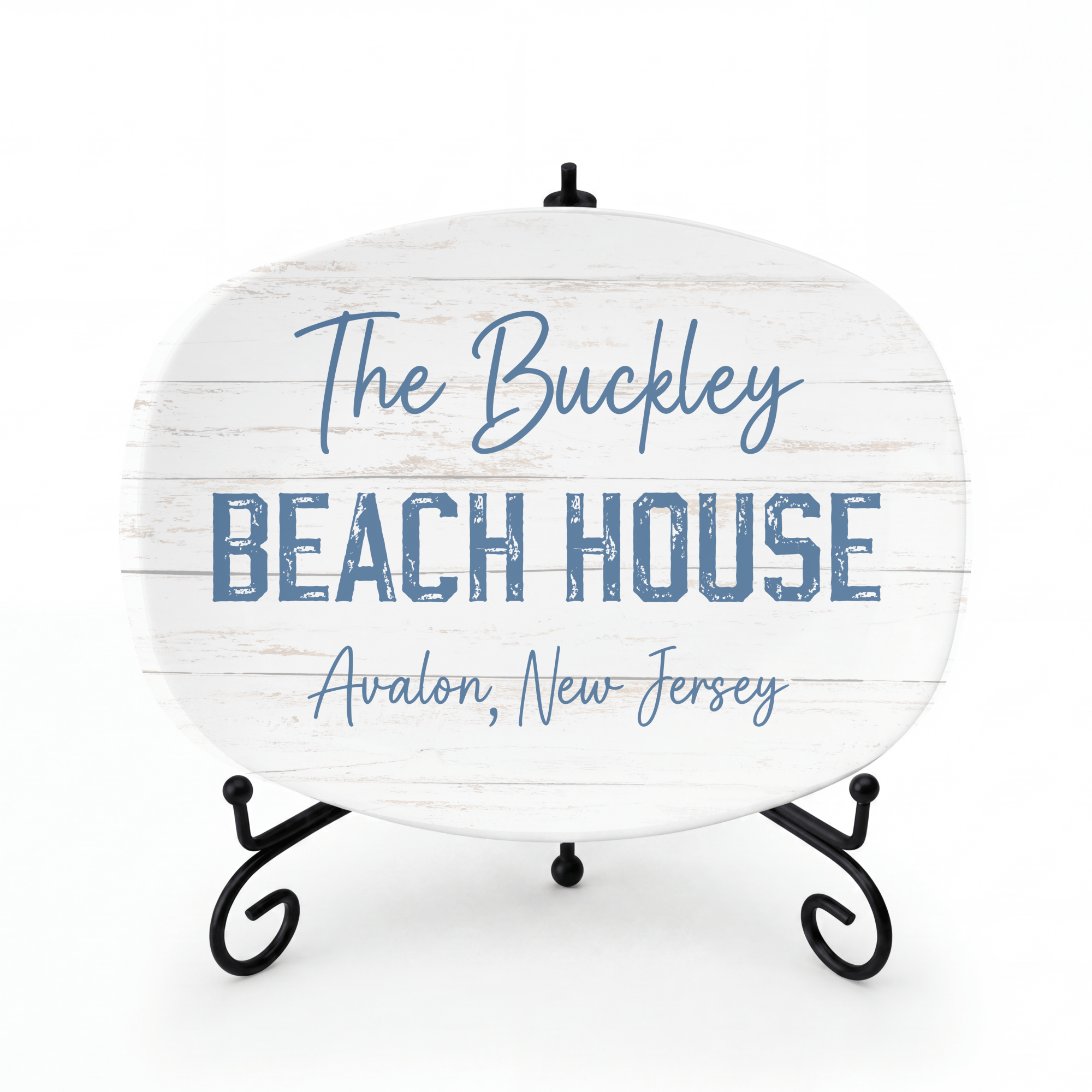 Personalized Beach House Platter Platter + Stand + Gift Box by Lil Plate Shop