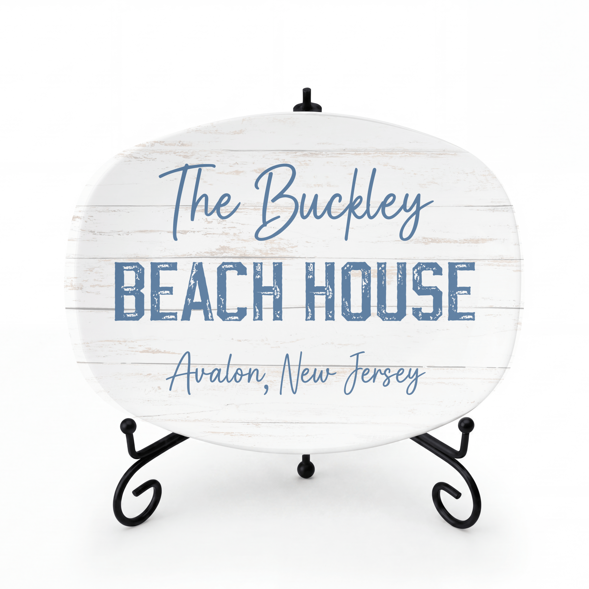 Personalized Beach House Platter Platter + Stand + Gift Box by Lil Plate Shop